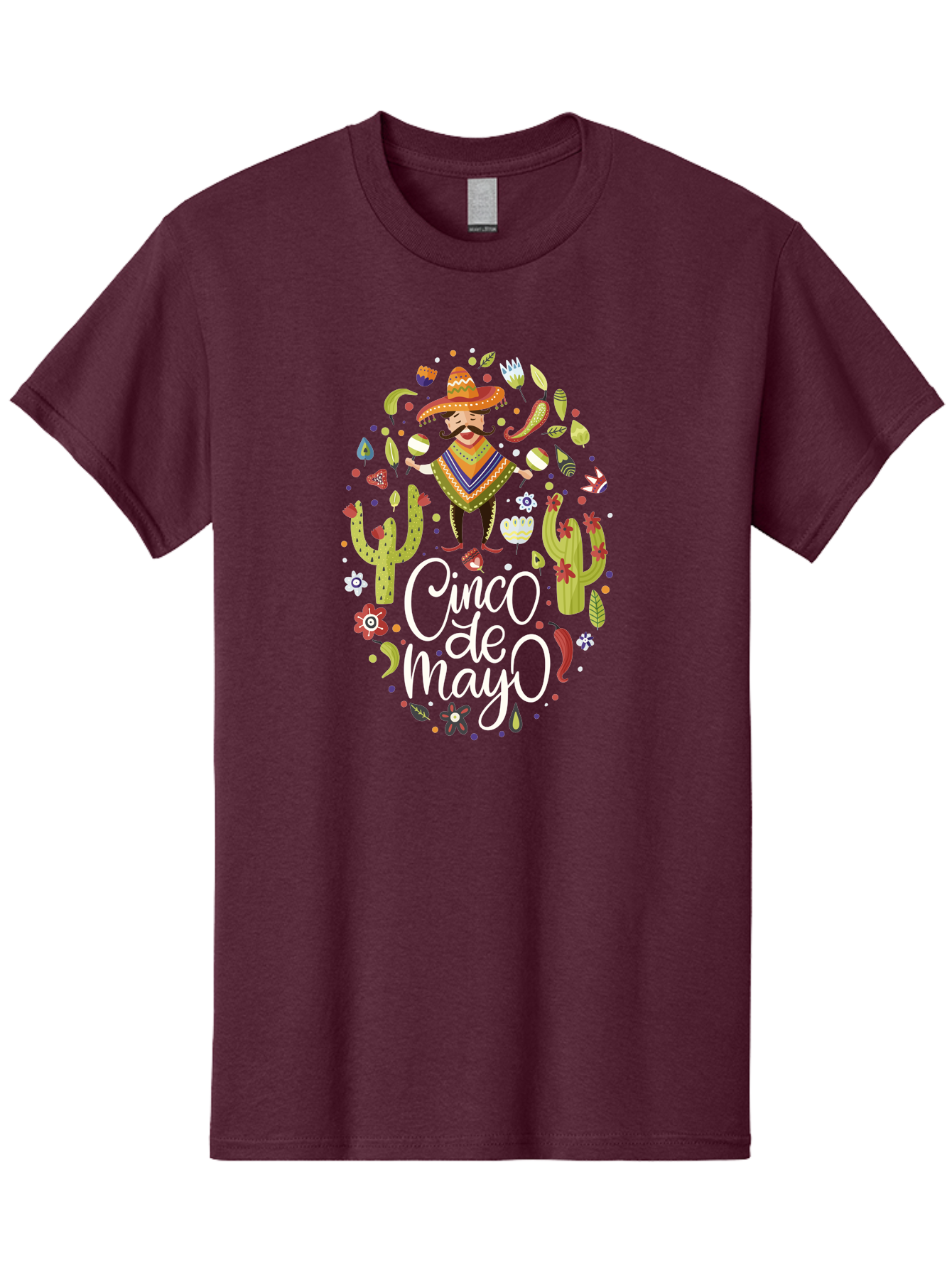 Cinco-De-Mayo-3 Men'S Graphic Tee, 100% Cotton, Comfortable Casual Summer Wear, Machine Washable, Mexican Fiesta, Cultural Celebration, Vibrant Colors, Mariachi Man, Cacti, Flowers, Festive Decorations, Traditional Attire, Party Atmosphere, -  Aaa235