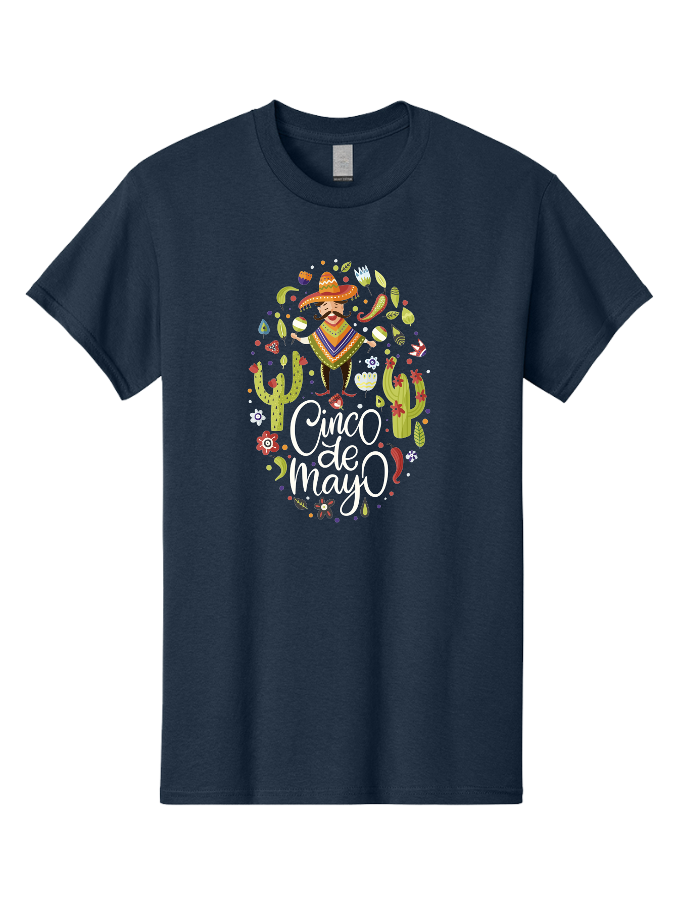 Cinco-De-Mayo-3 Men'S Graphic Tee, 100% Cotton, Comfortable Casual Summer Wear, Machine Washable, Mexican Fiesta, Cultural Celebration, Vibrant Colors, Mariachi Man, Cacti, Flowers, Festive Decorations, Traditional Attire, Party Atmosphere, -  Aaa235
