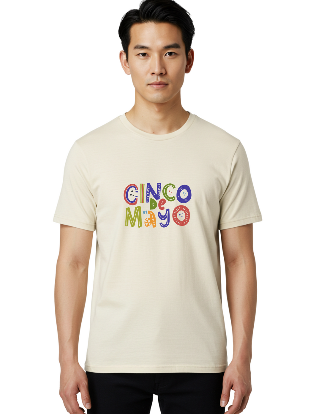 Cinco-De-Mayo-6 Men'S Graphic Tee, 100% Cotton, Comfortable Casual Summer Wear, Machine Washable, Cinco De Mayo, Colorful Text, Festive Typography, Mexican Holiday, Party Decorations, Vibrant Colors, Celebration -  Aaa238
