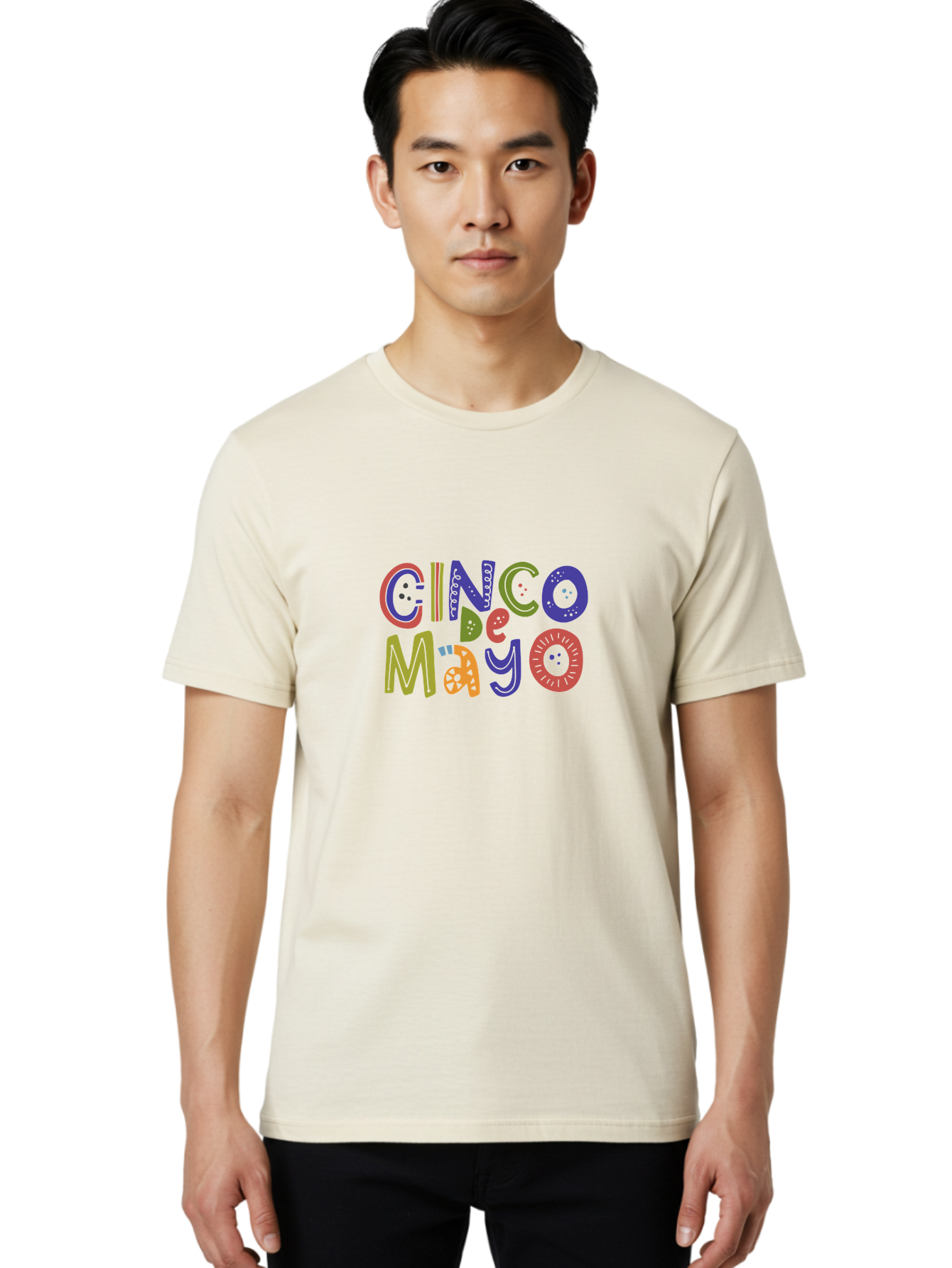 Cinco-De-Mayo-6 Men'S Graphic Tee, 100% Cotton, Comfortable Casual Summer Wear, Machine Washable, Cinco De Mayo, Colorful Text, Festive Typography, Mexican Holiday, Party Decorations, Vibrant Colors, Celebration -  Aaa238