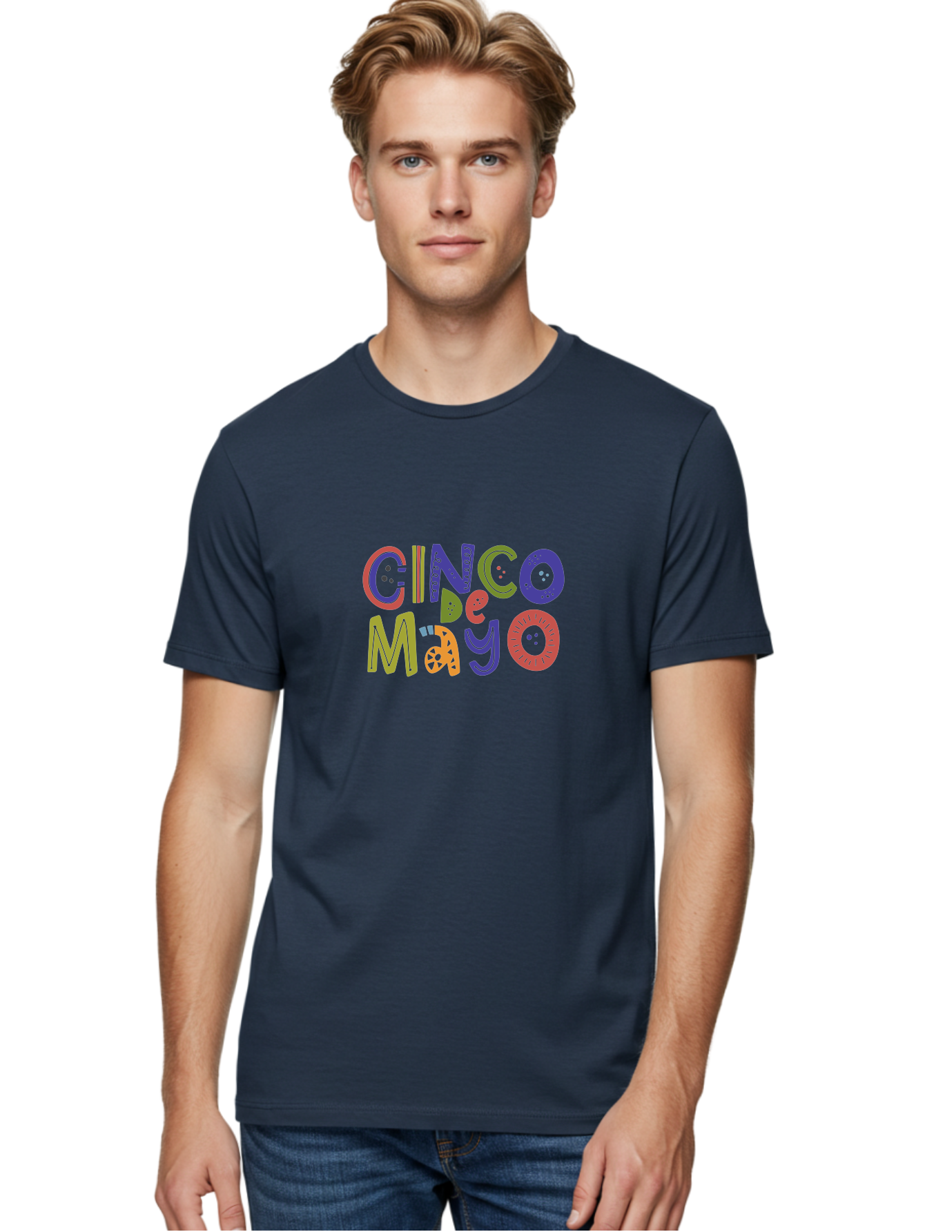 Cinco-De-Mayo-6 Men'S Graphic Tee, 100% Cotton, Comfortable Casual Summer Wear, Machine Washable, Cinco De Mayo, Colorful Text, Festive Typography, Mexican Holiday, Party Decorations, Vibrant Colors, Celebration -  Aaa238
