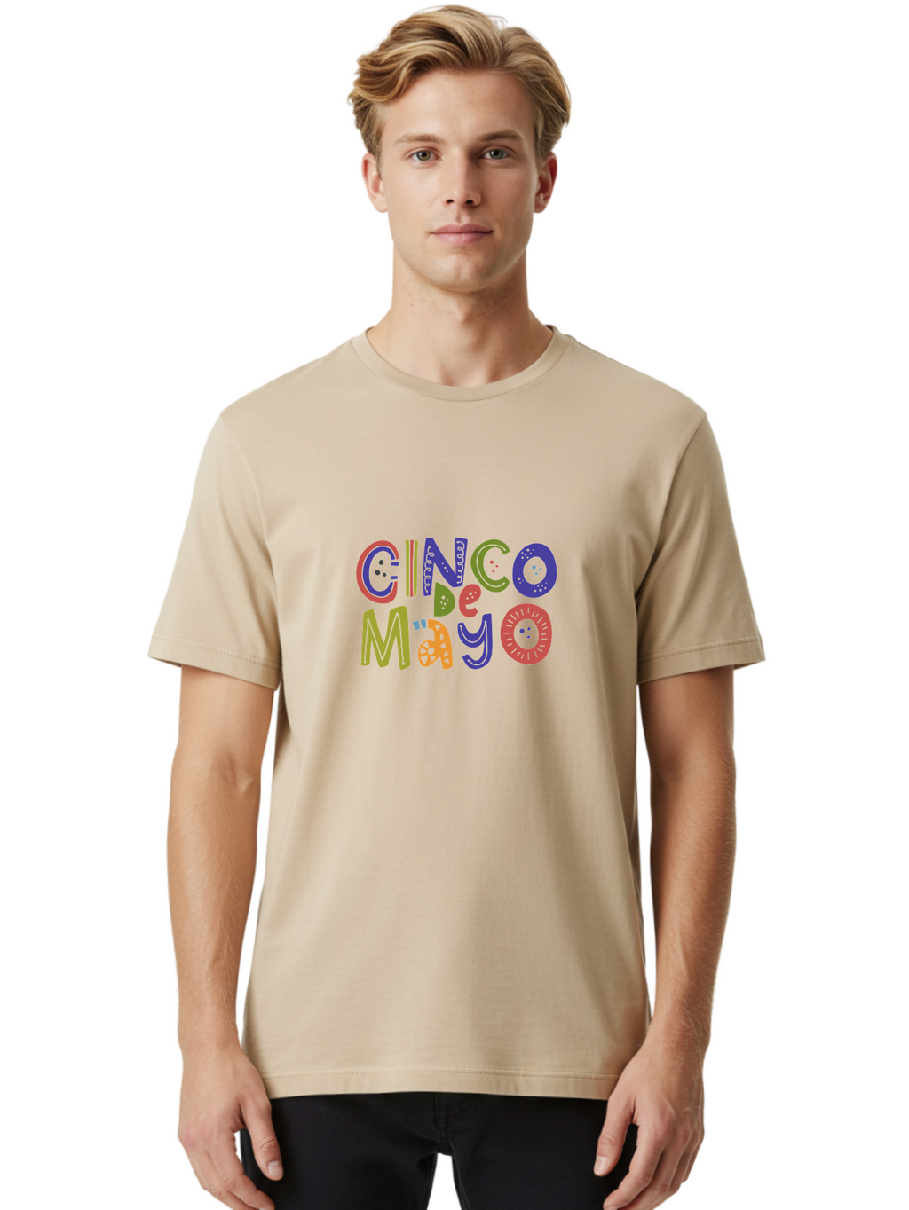 Cinco-De-Mayo-6 Men'S Graphic Tee, 100% Cotton, Comfortable Casual Summer Wear, Machine Washable, Cinco De Mayo, Colorful Text, Festive Typography, Mexican Holiday, Party Decorations, Vibrant Colors, Celebration -  Aaa238