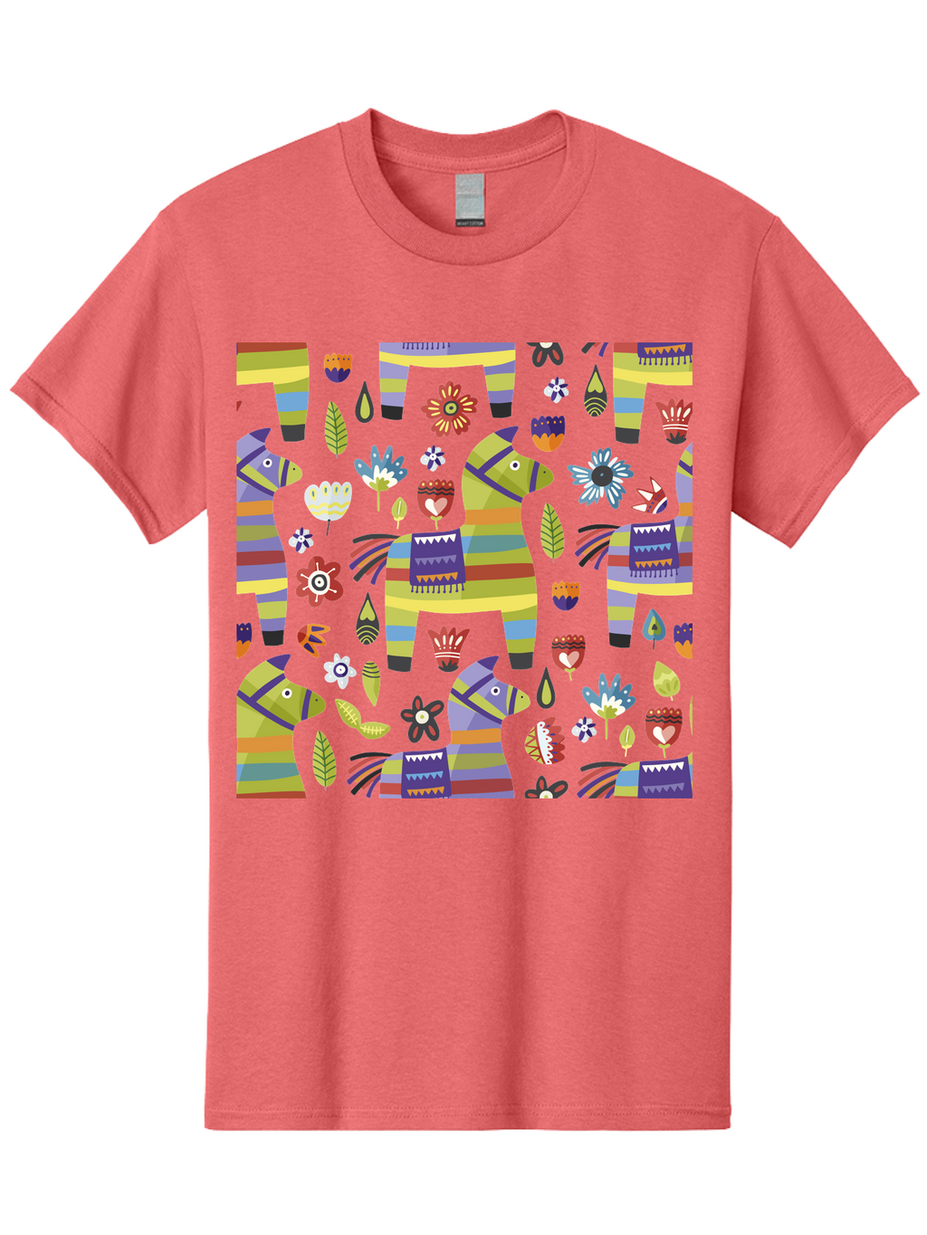 Colorful-Pattern Men'S Graphic Tee, 100% Cotton, Comfortable Casual Summer Wear, Machine Washable, Colorful Fish Pattern, Vibrant Flowers, Playful Design, Striped Elements, Whimsical Shapes, Abstract Art -  Aaa241