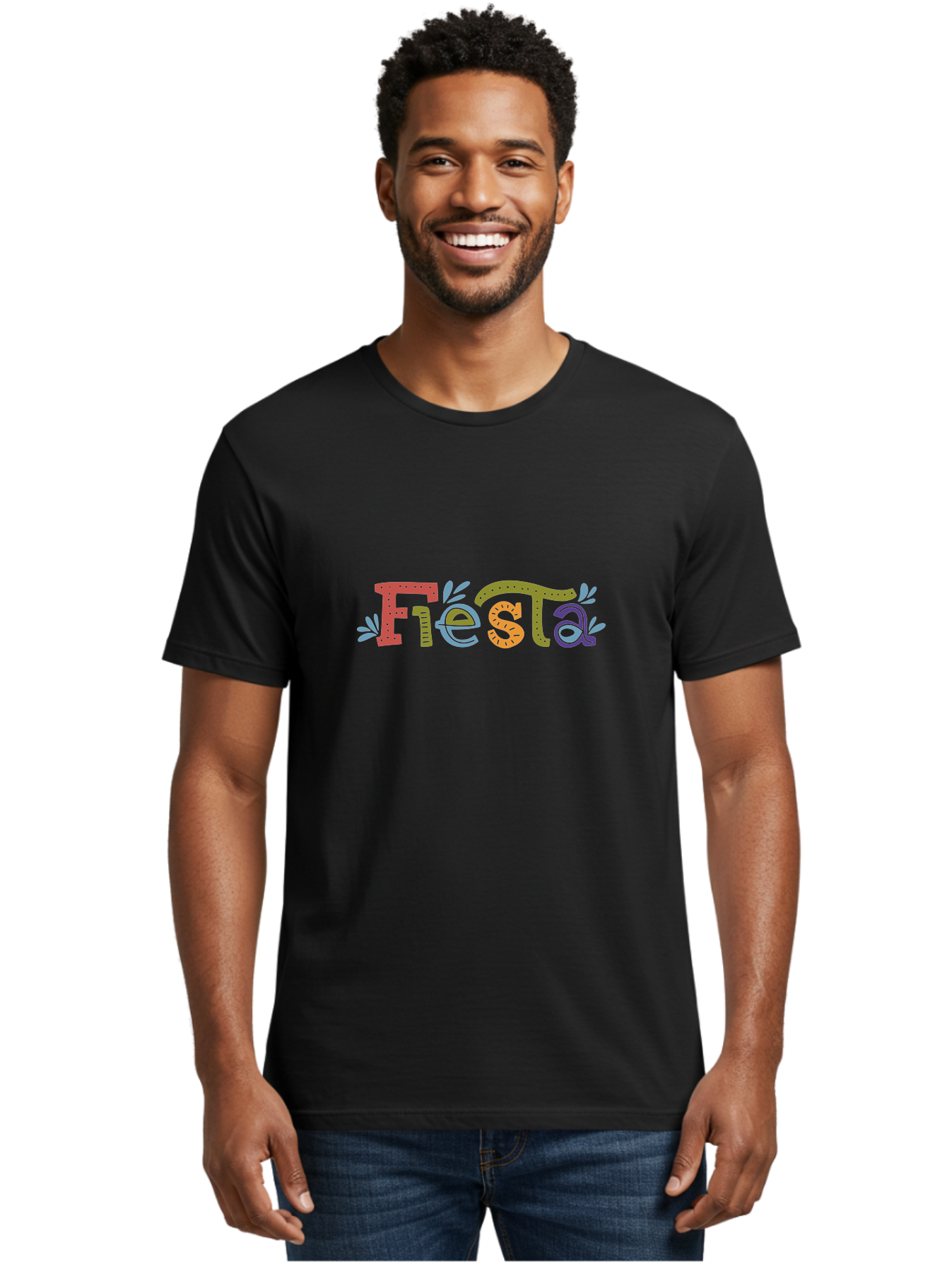 Fiesta-2 Men'S Graphic Tee, 100% Cotton, Comfortable Casual Summer Wear, Machine Washable, Fiesta, Colorful Text, Party Theme, Festive Atmosphere, Vibrant Colors, Celebratory Mood, Lively Graphics -  Aaa244