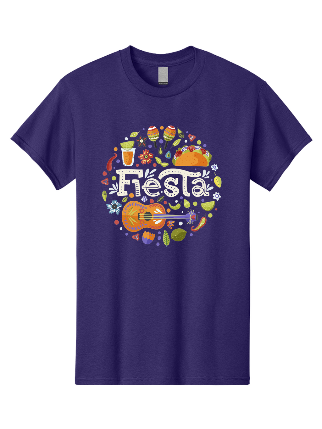 Fiesta Men'S Graphic Tee, 100% Cotton, Comfortable Casual Summer Wear, Machine Washable, Latin American Party, Festive Celebration, Traditional Food, Folk Music, Vibrant Culture, Colorful Flowers, Lively Atmosphere, Dance And Music, -  Aaa249
