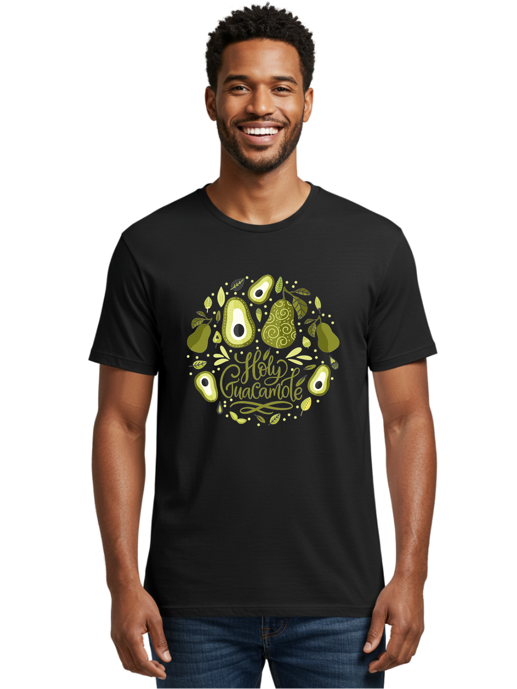 Hello-Avocado Men'S Graphic Tee, 100% Cotton, Comfortable Casual Summer Wear, Machine Washable, Avocado Illustrations, Guacamole Recipe, Healthy Eating, Vegan Lifestyle, Organic Produce, Foodie Culture, Fresh Ingredients, Culinary Delights -  Aaa250