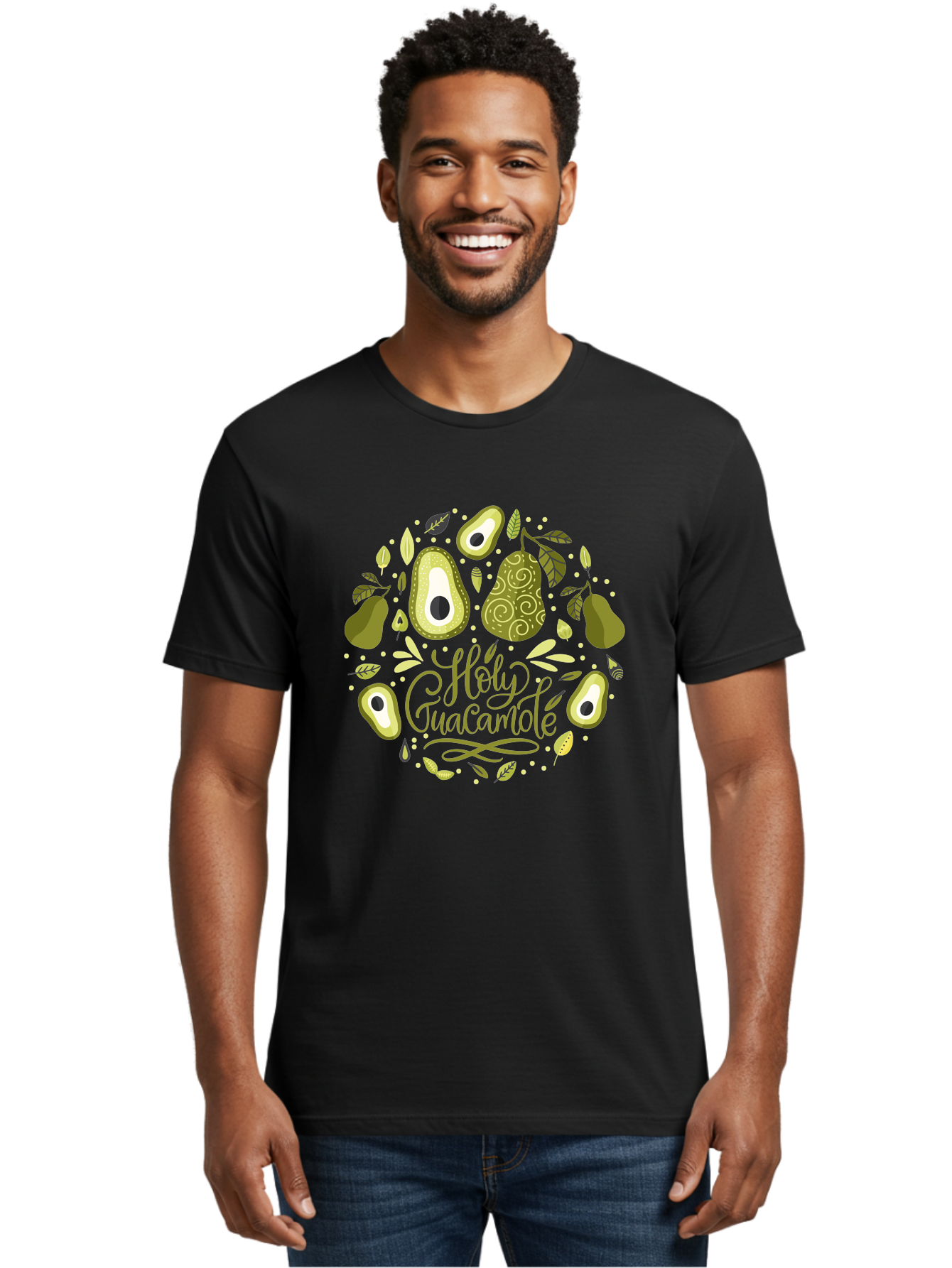 Hello-Avocado Men'S Graphic Tee, 100% Cotton, Comfortable Casual Summer Wear, Machine Washable, Avocado Illustrations, Guacamole Recipe, Healthy Eating, Vegan Lifestyle, Organic Produce, Foodie Culture, Fresh Ingredients, Culinary Delights -  Aaa250