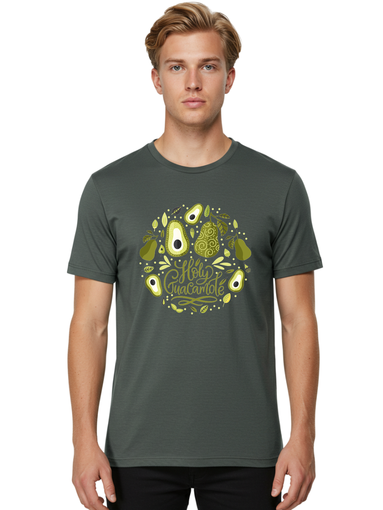 Hello-Avocado Men'S Graphic Tee, 100% Cotton, Comfortable Casual Summer Wear, Machine Washable, Avocado Illustrations, Guacamole Recipe, Healthy Eating, Vegan Lifestyle, Organic Produce, Foodie Culture, Fresh Ingredients, Culinary Delights -  Aaa250