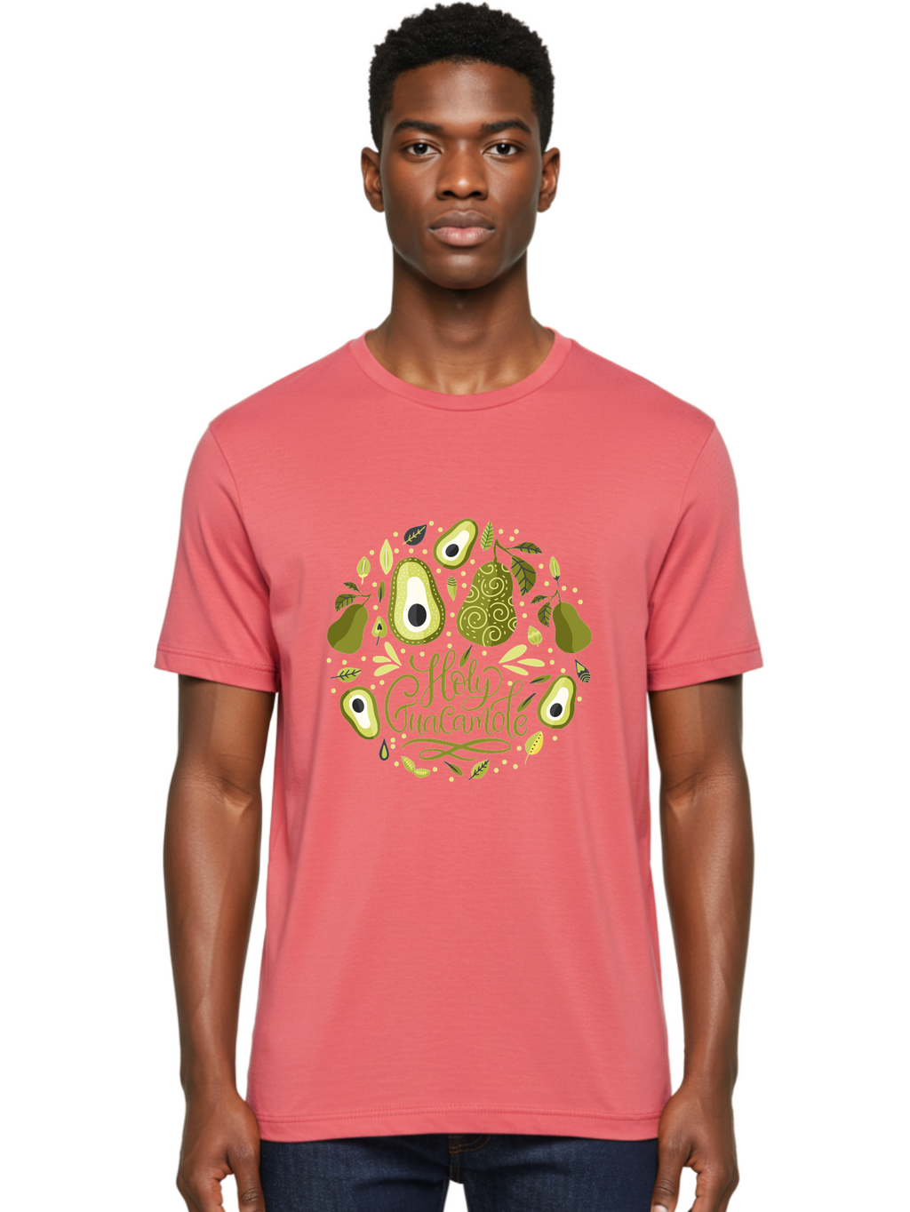 Hello-Avocado Men'S Graphic Tee, 100% Cotton, Comfortable Casual Summer Wear, Machine Washable, Avocado Illustrations, Guacamole Recipe, Healthy Eating, Vegan Lifestyle, Organic Produce, Foodie Culture, Fresh Ingredients, Culinary Delights -  Aaa250