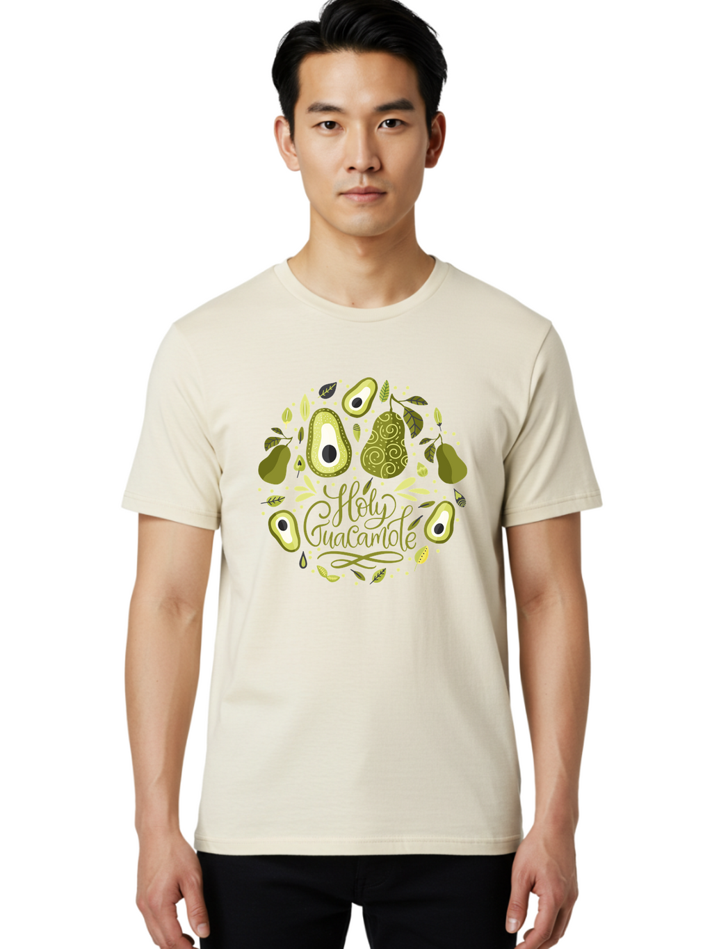 Hello-Avocado Men'S Graphic Tee, 100% Cotton, Comfortable Casual Summer Wear, Machine Washable, Avocado Illustrations, Guacamole Recipe, Healthy Eating, Vegan Lifestyle, Organic Produce, Foodie Culture, Fresh Ingredients, Culinary Delights -  Aaa250