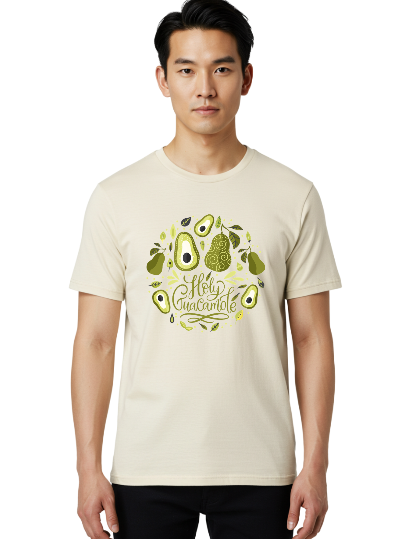 Hello-Avocado Men'S Graphic Tee, 100% Cotton, Comfortable Casual Summer Wear, Machine Washable, Avocado Illustrations, Guacamole Recipe, Healthy Eating, Vegan Lifestyle, Organic Produce, Foodie Culture, Fresh Ingredients, Culinary Delights -  Aaa250