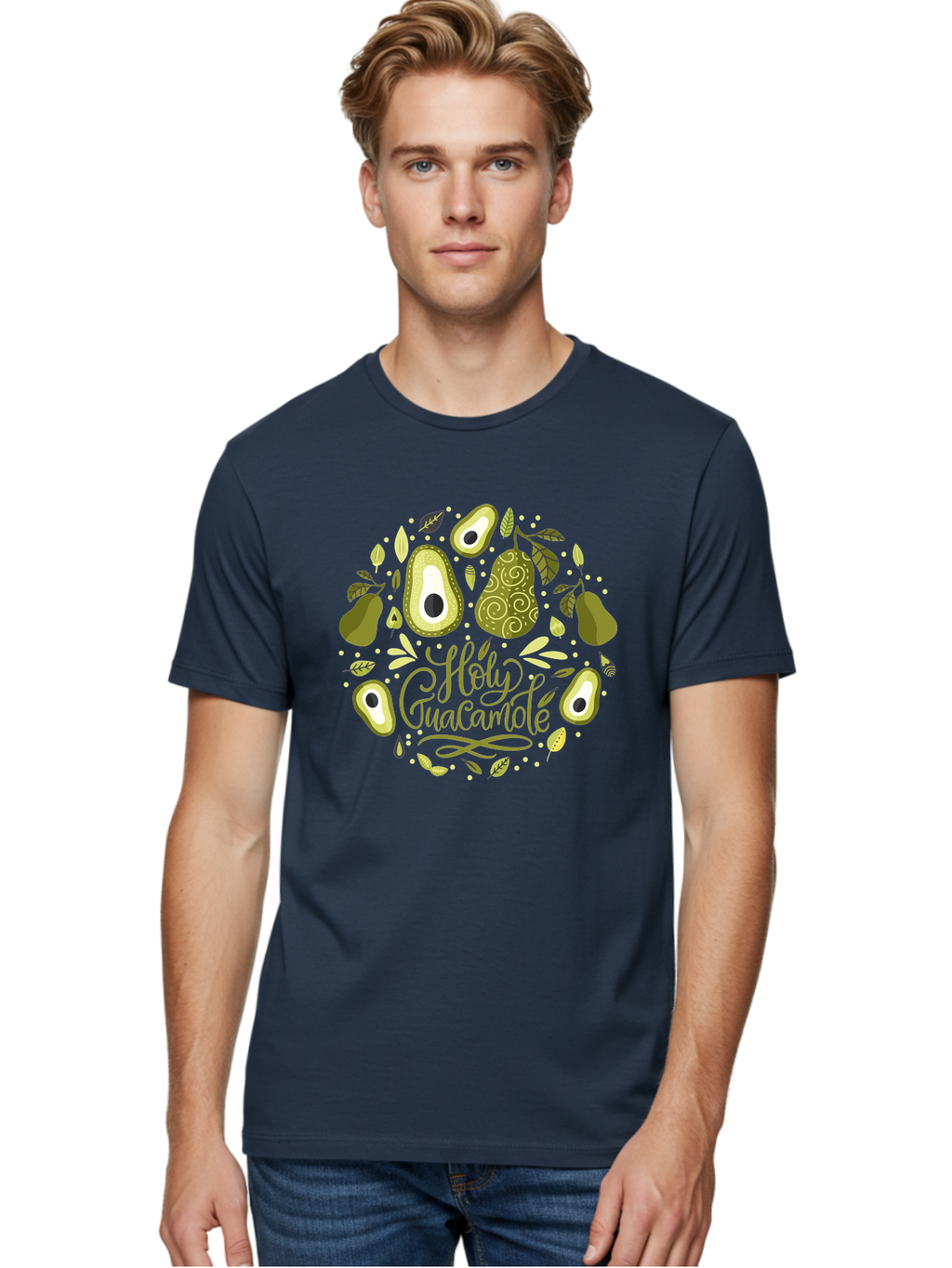 Hello-Avocado Men'S Graphic Tee, 100% Cotton, Comfortable Casual Summer Wear, Machine Washable, Avocado Illustrations, Guacamole Recipe, Healthy Eating, Vegan Lifestyle, Organic Produce, Foodie Culture, Fresh Ingredients, Culinary Delights -  Aaa250