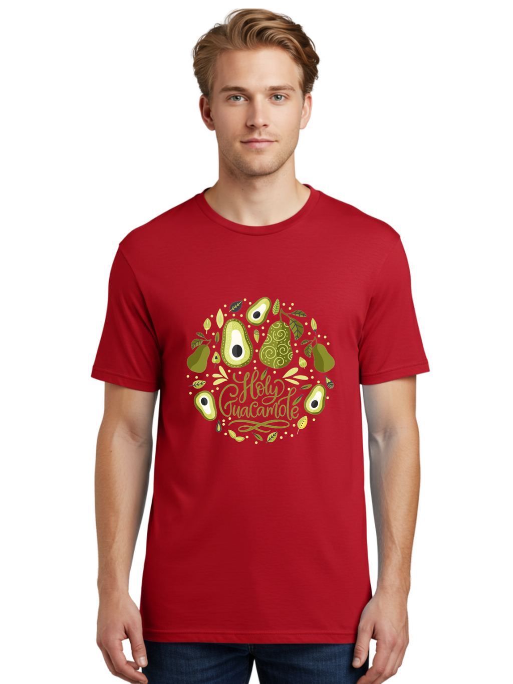 Hello-Avocado Men'S Graphic Tee, 100% Cotton, Comfortable Casual Summer Wear, Machine Washable, Avocado Illustrations, Guacamole Recipe, Healthy Eating, Vegan Lifestyle, Organic Produce, Foodie Culture, Fresh Ingredients, Culinary Delights -  Aaa250