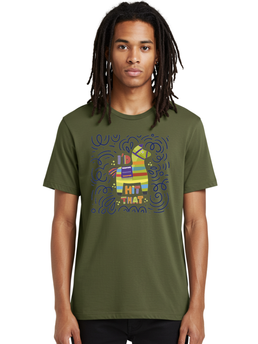 Hit-That-Pinata Men'S Graphic Tee, 100% Cotton, Comfortable Casual Summer Wear, Machine Washable, Colorful Piñata, Party Decoration, Festive Atmosphere, Vibrant Colors, Playful Design, Fiesta Theme, Celebration, Fun, Lively -  Aaa251