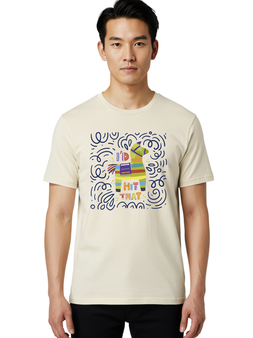 Hit-That-Pinata Men'S Graphic Tee, 100% Cotton, Comfortable Casual Summer Wear, Machine Washable, Colorful Piñata, Party Decoration, Festive Atmosphere, Vibrant Colors, Playful Design, Fiesta Theme, Celebration, Fun, Lively -  Aaa251
