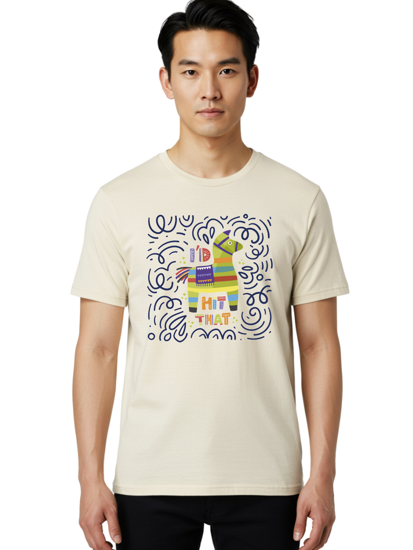 Hit-That-Pinata Men'S Graphic Tee, 100% Cotton, Comfortable Casual Summer Wear, Machine Washable, Colorful Piñata, Party Decoration, Festive Atmosphere, Vibrant Colors, Playful Design, Fiesta Theme, Celebration, Fun, Lively -  Aaa251