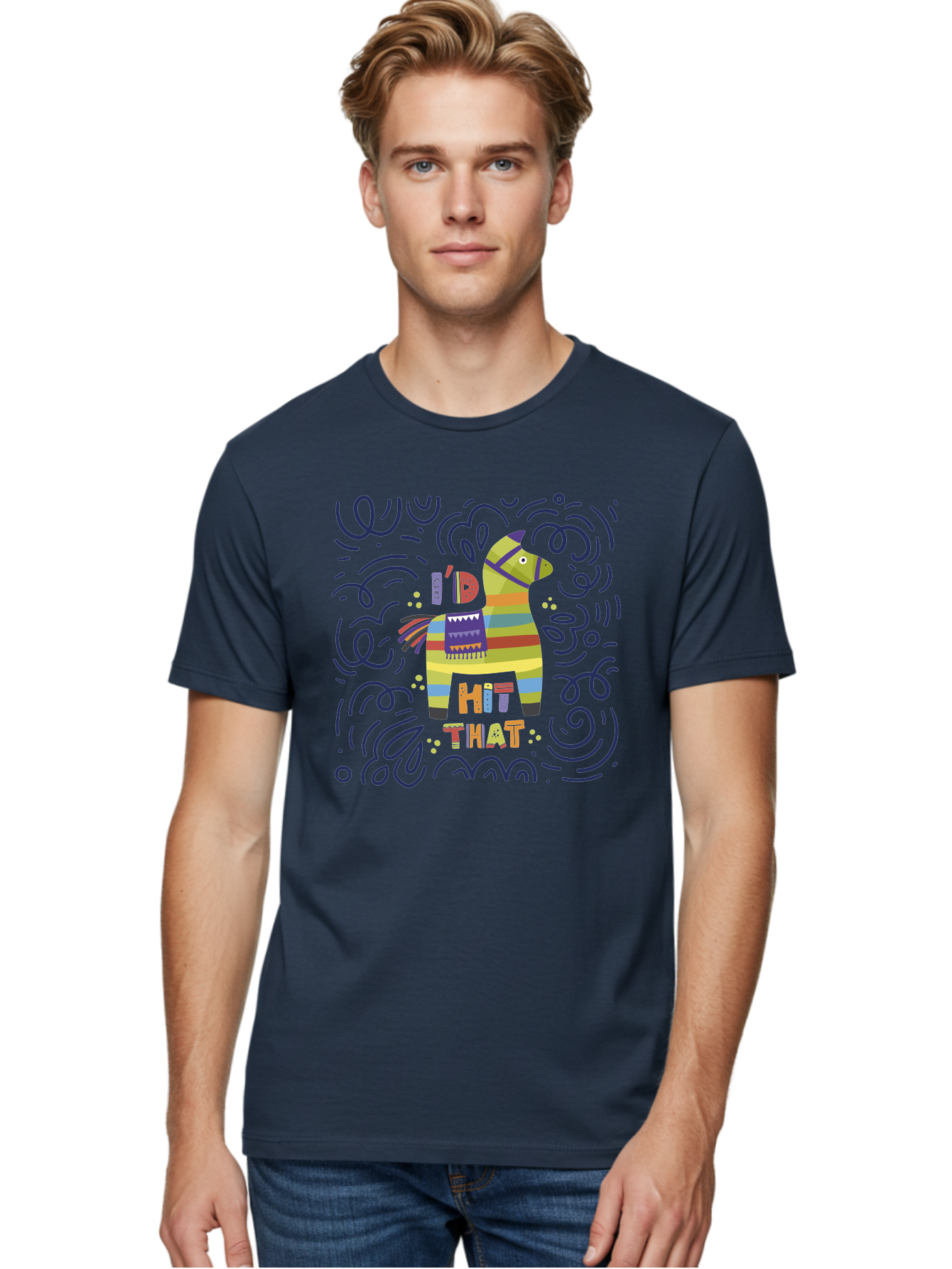 Hit-That-Pinata Men'S Graphic Tee, 100% Cotton, Comfortable Casual Summer Wear, Machine Washable, Colorful Piñata, Party Decoration, Festive Atmosphere, Vibrant Colors, Playful Design, Fiesta Theme, Celebration, Fun, Lively -  Aaa251