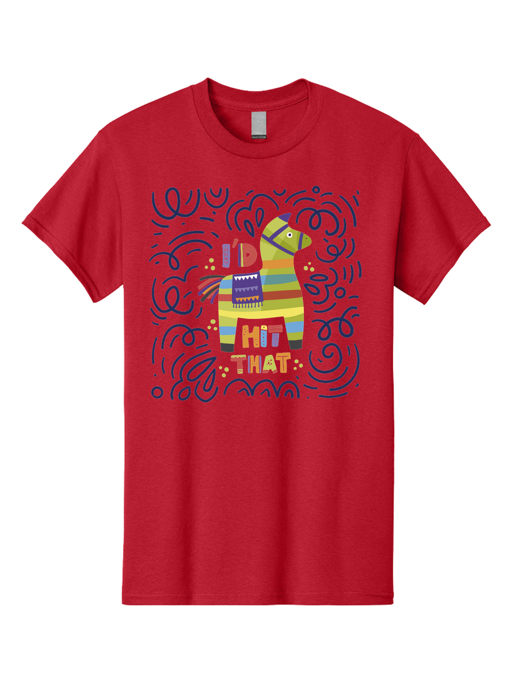 Hit-That-Pinata Men'S Graphic Tee, 100% Cotton, Comfortable Casual Summer Wear, Machine Washable, Colorful Piñata, Party Decoration, Festive Atmosphere, Vibrant Colors, Playful Design, Fiesta Theme, Celebration, Fun, Lively -  Aaa251
