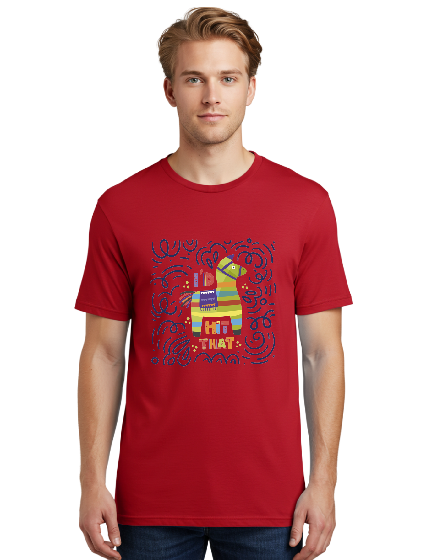 Hit-That-Pinata Men'S Graphic Tee, 100% Cotton, Comfortable Casual Summer Wear, Machine Washable, Colorful Piñata, Party Decoration, Festive Atmosphere, Vibrant Colors, Playful Design, Fiesta Theme, Celebration, Fun, Lively -  Aaa251