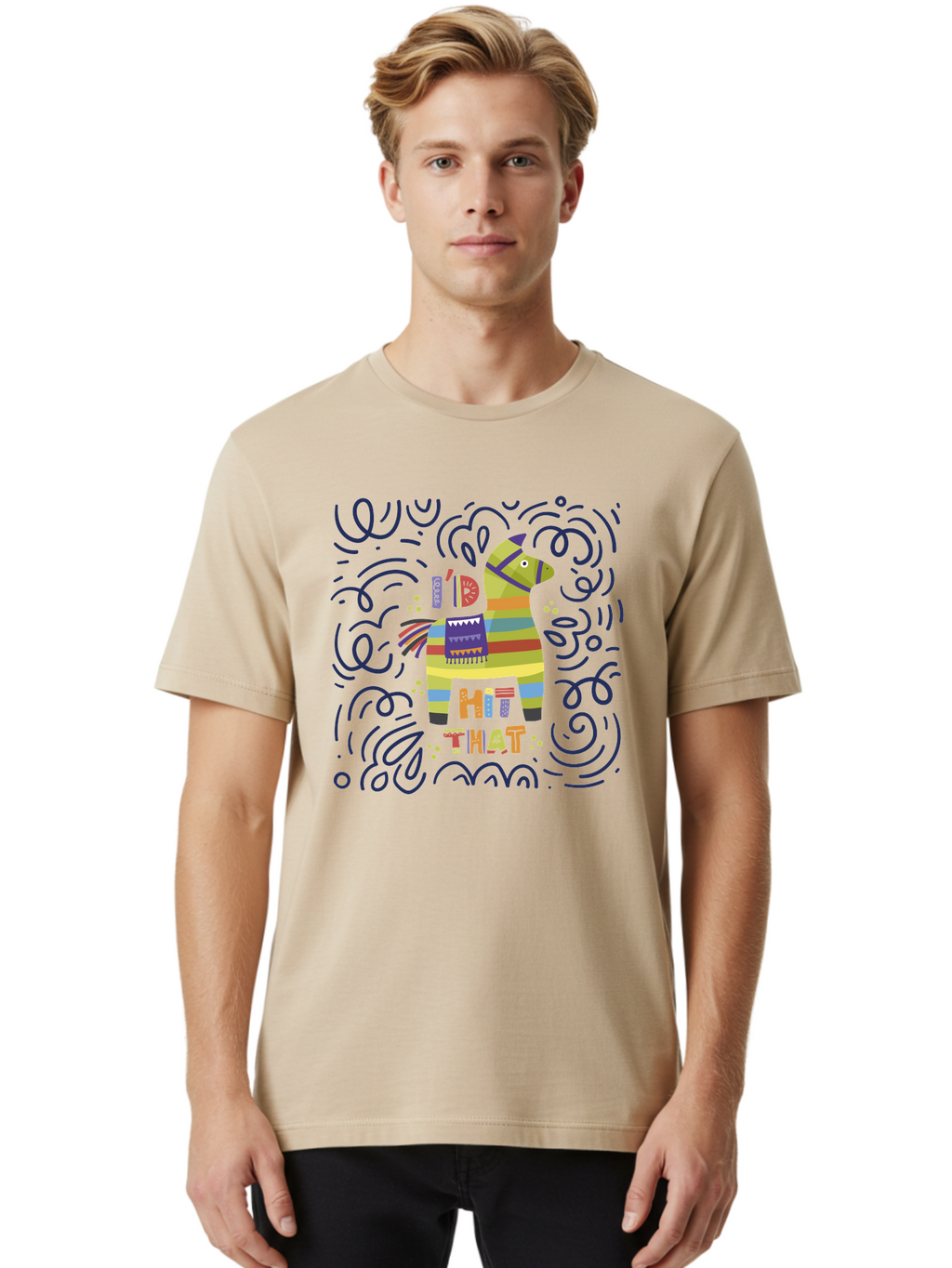 Hit-That-Pinata Men'S Graphic Tee, 100% Cotton, Comfortable Casual Summer Wear, Machine Washable, Colorful Piñata, Party Decoration, Festive Atmosphere, Vibrant Colors, Playful Design, Fiesta Theme, Celebration, Fun, Lively -  Aaa251