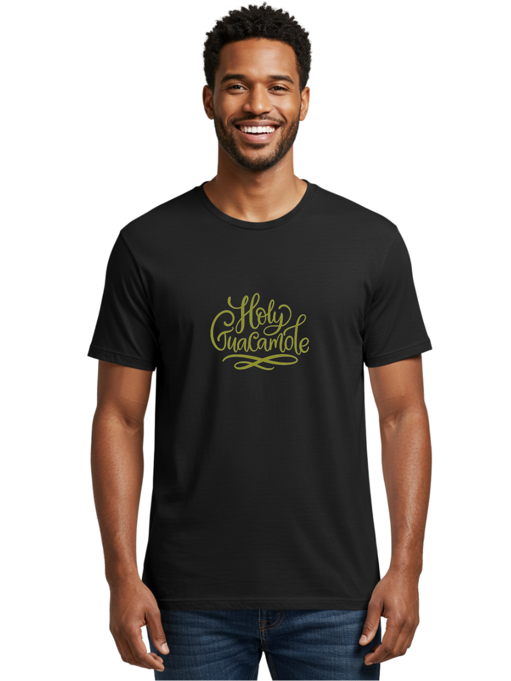 Holy-Guacamole-2 Men'S Graphic Tee, 100% Cotton, Comfortable Casual Summer Wear, Machine Washable, Holy Guacamole, Cursive Script, Decorative Text, Foodie Phrase, Culinary Quote, Trendy Typography, Mexican Cuisine, Dip Lover, Funny Phrase -  Aaa253