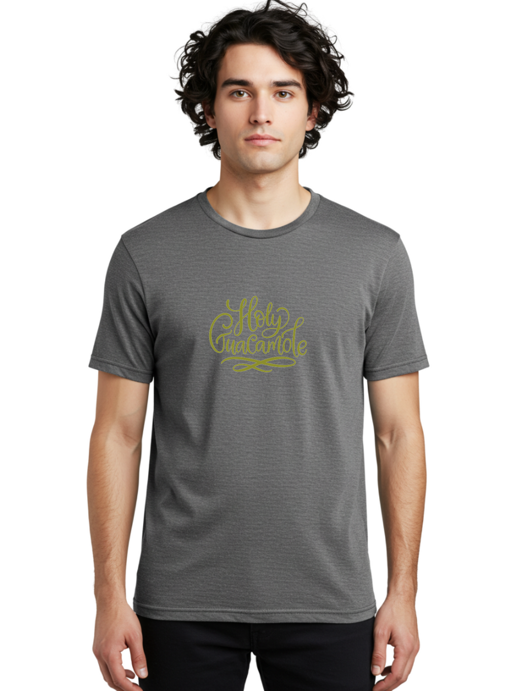 Holy-Guacamole-2 Men'S Graphic Tee, 100% Cotton, Comfortable Casual Summer Wear, Machine Washable, Holy Guacamole, Cursive Script, Decorative Text, Foodie Phrase, Culinary Quote, Trendy Typography, Mexican Cuisine, Dip Lover, Funny Phrase -  Aaa253