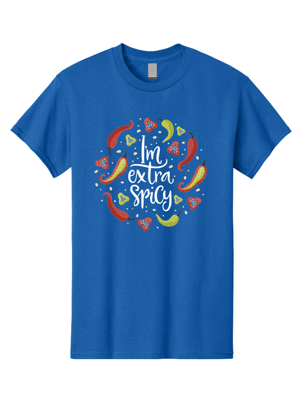 I-M-Extra-Spicy-1 Men'S Graphic Tee, 100% Cotton, Comfortable Casual Summer Wear, Machine Washable, Spicy Food, Hot Peppers, Chili Peppers, Strawberries, Flavorful Cuisine, Bold Flavors, Spicy Personality, Fun Design -  Aaa258
