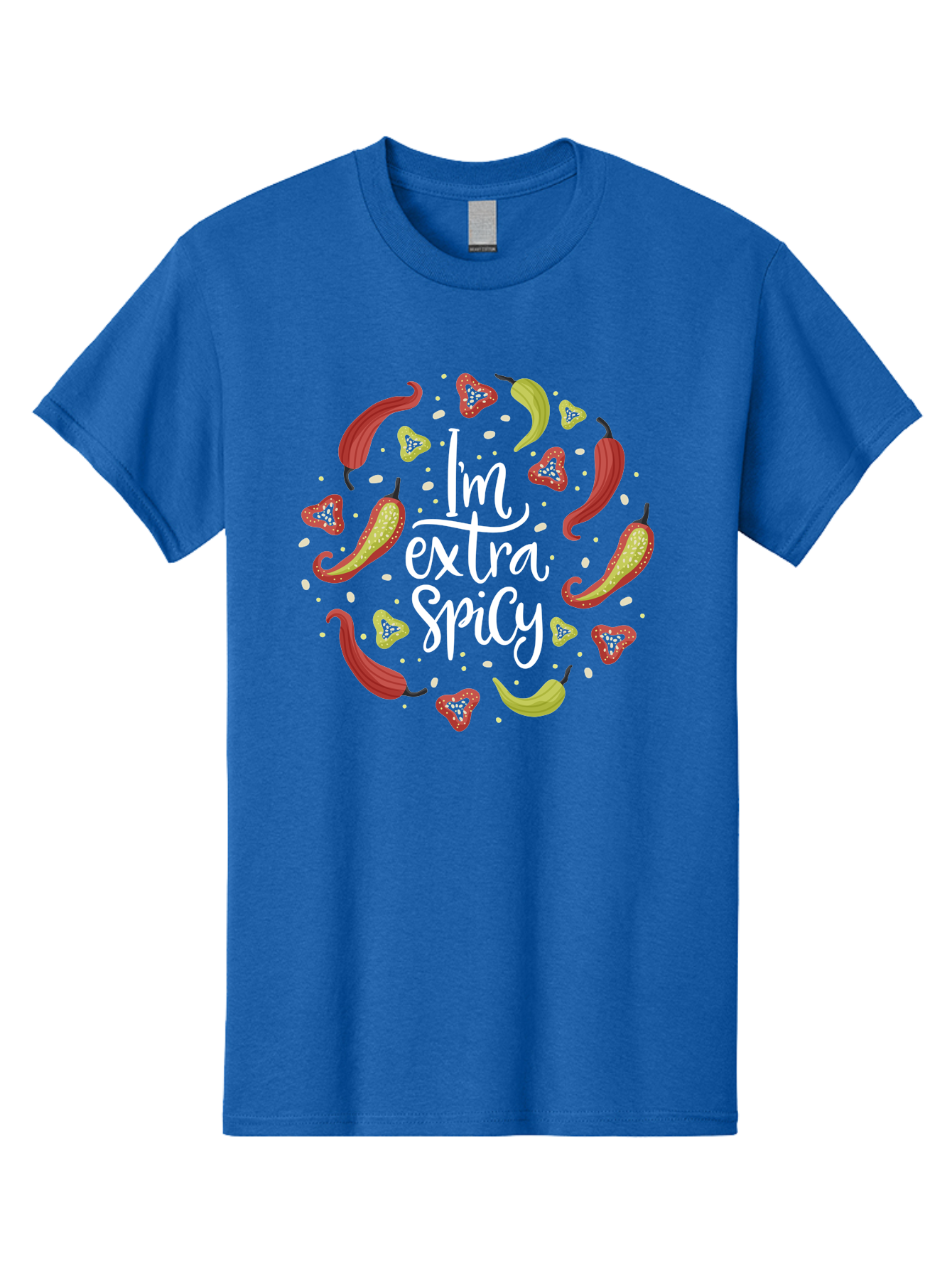 I-M-Extra-Spicy-1 Men'S Graphic Tee, 100% Cotton, Comfortable Casual Summer Wear, Machine Washable, Spicy Food, Hot Peppers, Chili Peppers, Strawberries, Flavorful Cuisine, Bold Flavors, Spicy Personality, Fun Design -  Aaa258