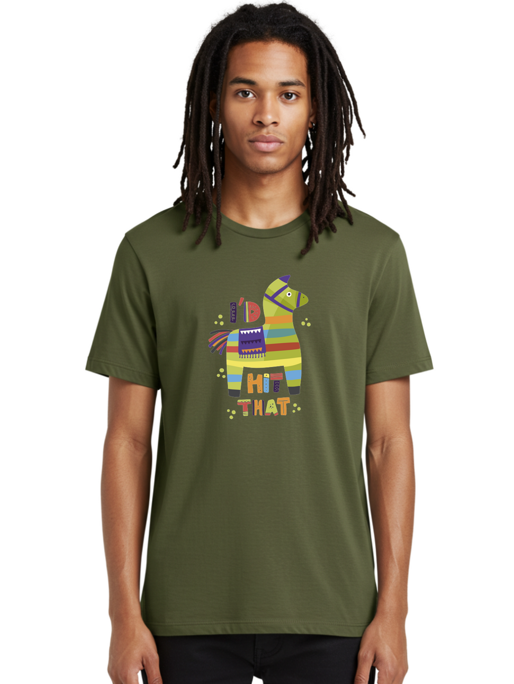 Kick-It Men'S Graphic Tee, 100% Cotton, Comfortable Casual Summer Wear, Machine Washable, Colorful Pinata, Festive Decorations, Party Theme, Vibrant Colors, Celebratory Atmosphere, Fun, Playful, Kick That Pinata -  Aaa268