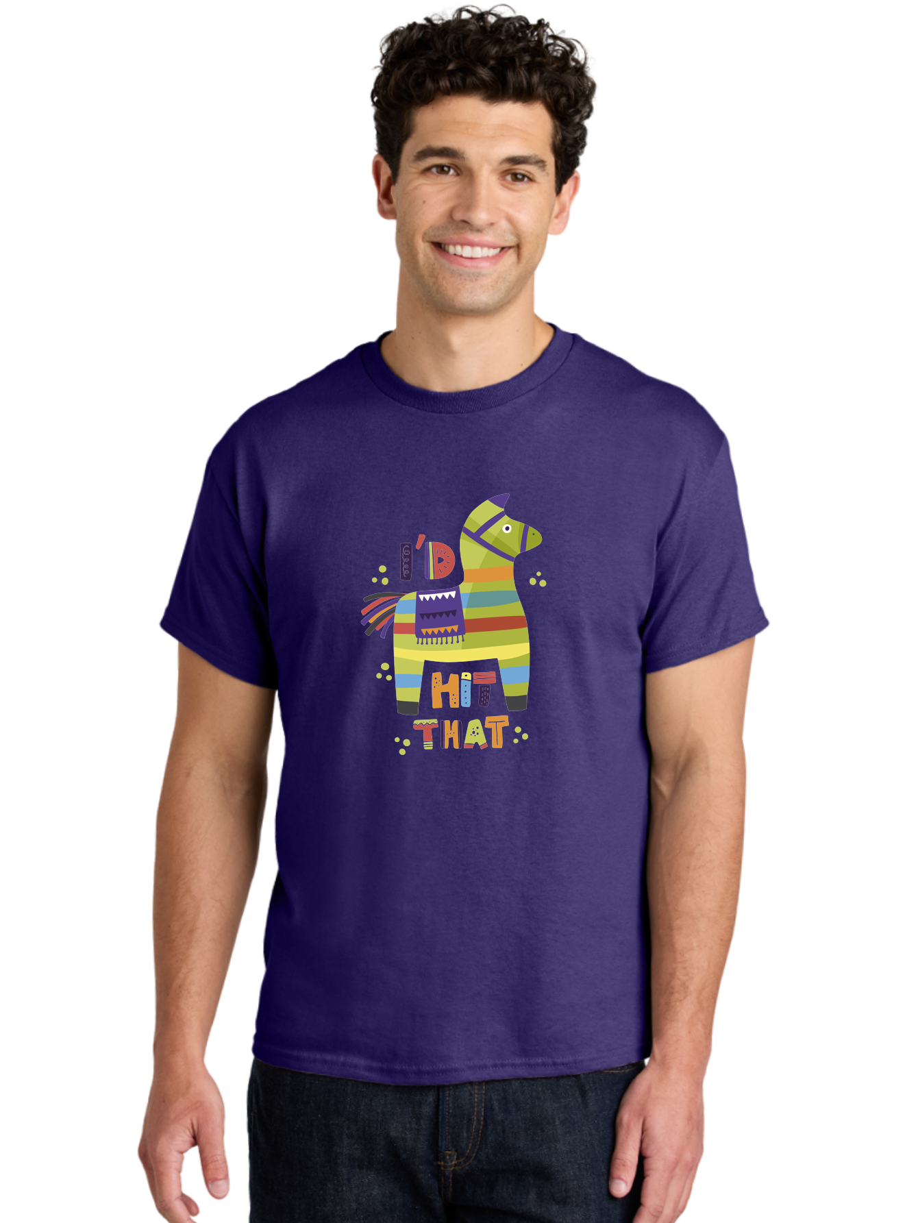 Kick-It Men'S Graphic Tee, 100% Cotton, Comfortable Casual Summer Wear, Machine Washable, Colorful Pinata, Festive Decorations, Party Theme, Vibrant Colors, Celebratory Atmosphere, Fun, Playful, Kick That Pinata -  Aaa268