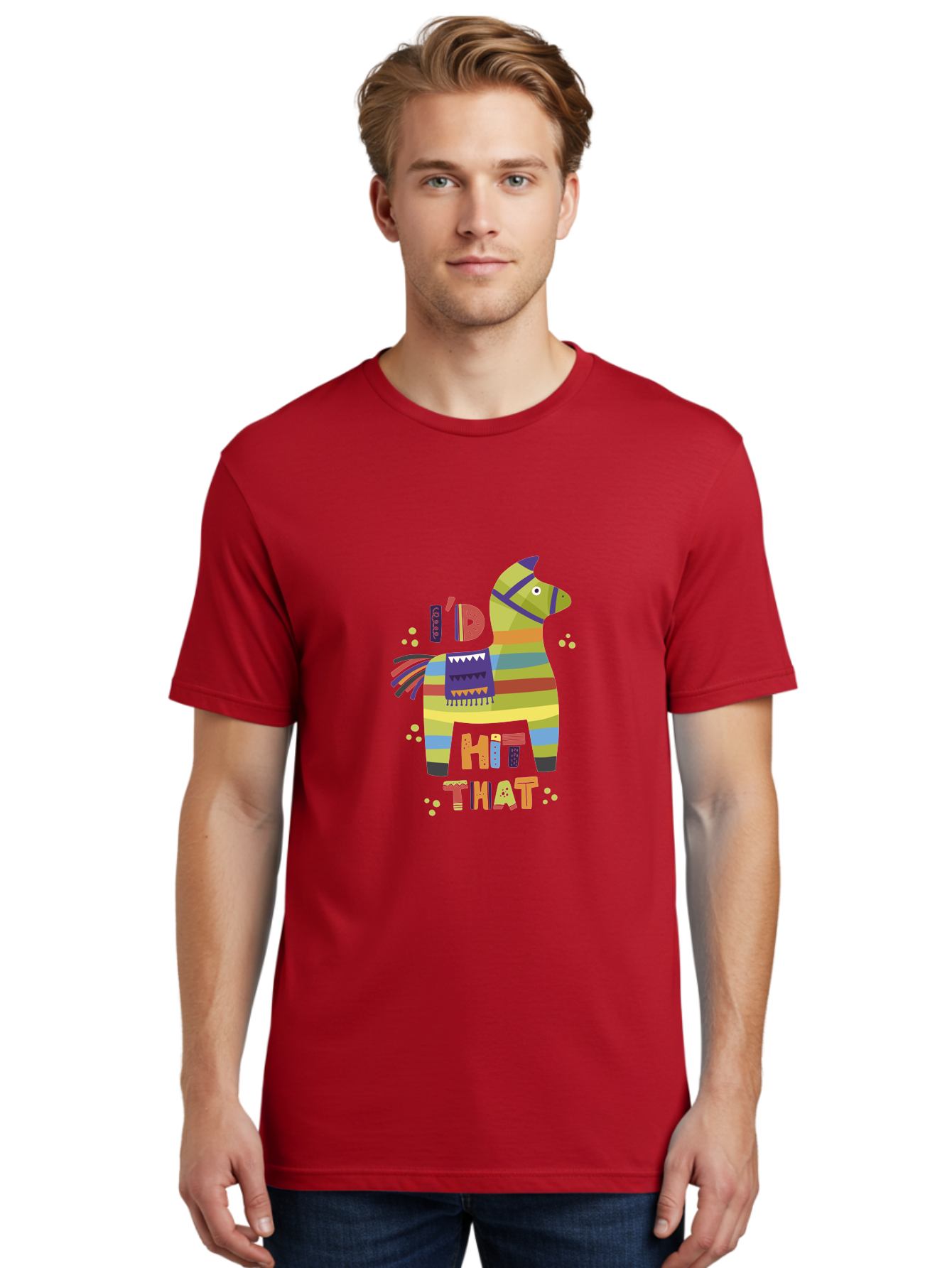 Kick-It Men'S Graphic Tee, 100% Cotton, Comfortable Casual Summer Wear, Machine Washable, Colorful Pinata, Festive Decorations, Party Theme, Vibrant Colors, Celebratory Atmosphere, Fun, Playful, Kick That Pinata -  Aaa268