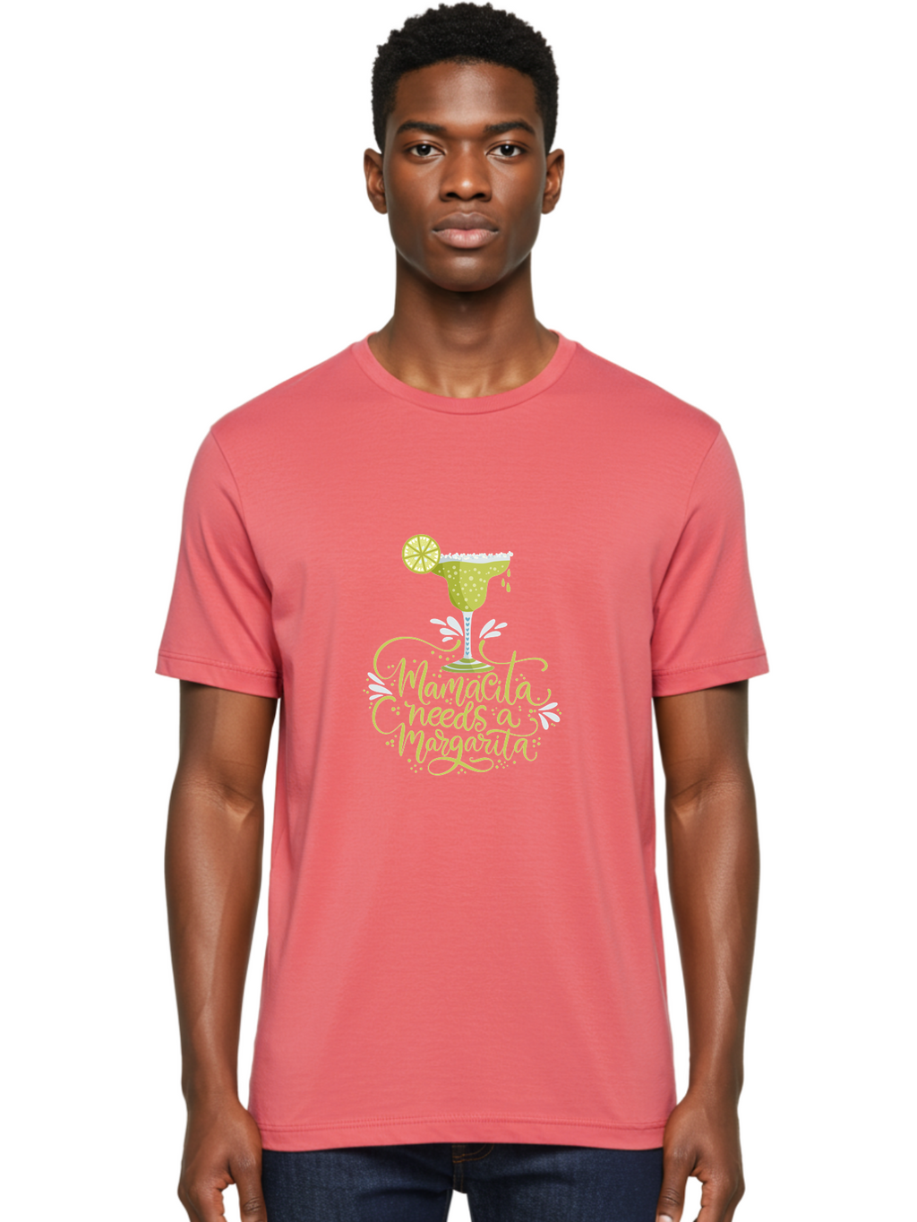 Mamacita-Needs-A-Margarita-1 Men'S Graphic Tee, 100% Cotton, Comfortable Casual Summer Wear, Machine Washable, Margarita Cocktail, Lime Slice, Salt Rim, Tequila Drink, Festive Design, Party Theme, Mexican-Inspired, Cocktail Culture, -  Aaa273