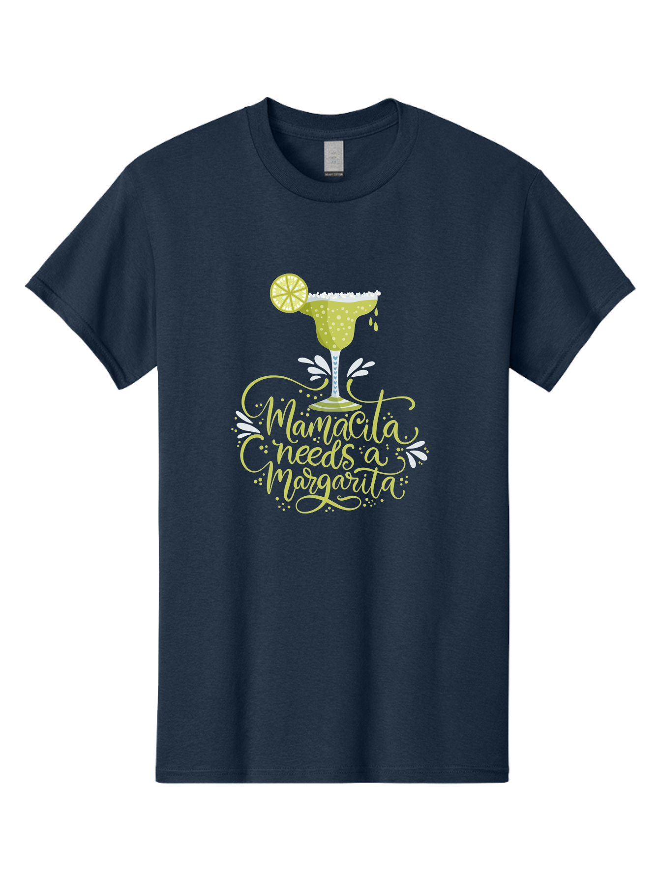 Mamacita-Needs-A-Margarita-1 Men'S Graphic Tee, 100% Cotton, Comfortable Casual Summer Wear, Machine Washable, Margarita Cocktail, Lime Slice, Salt Rim, Tequila Drink, Festive Design, Party Theme, Mexican-Inspired, Cocktail Culture, -  Aaa273