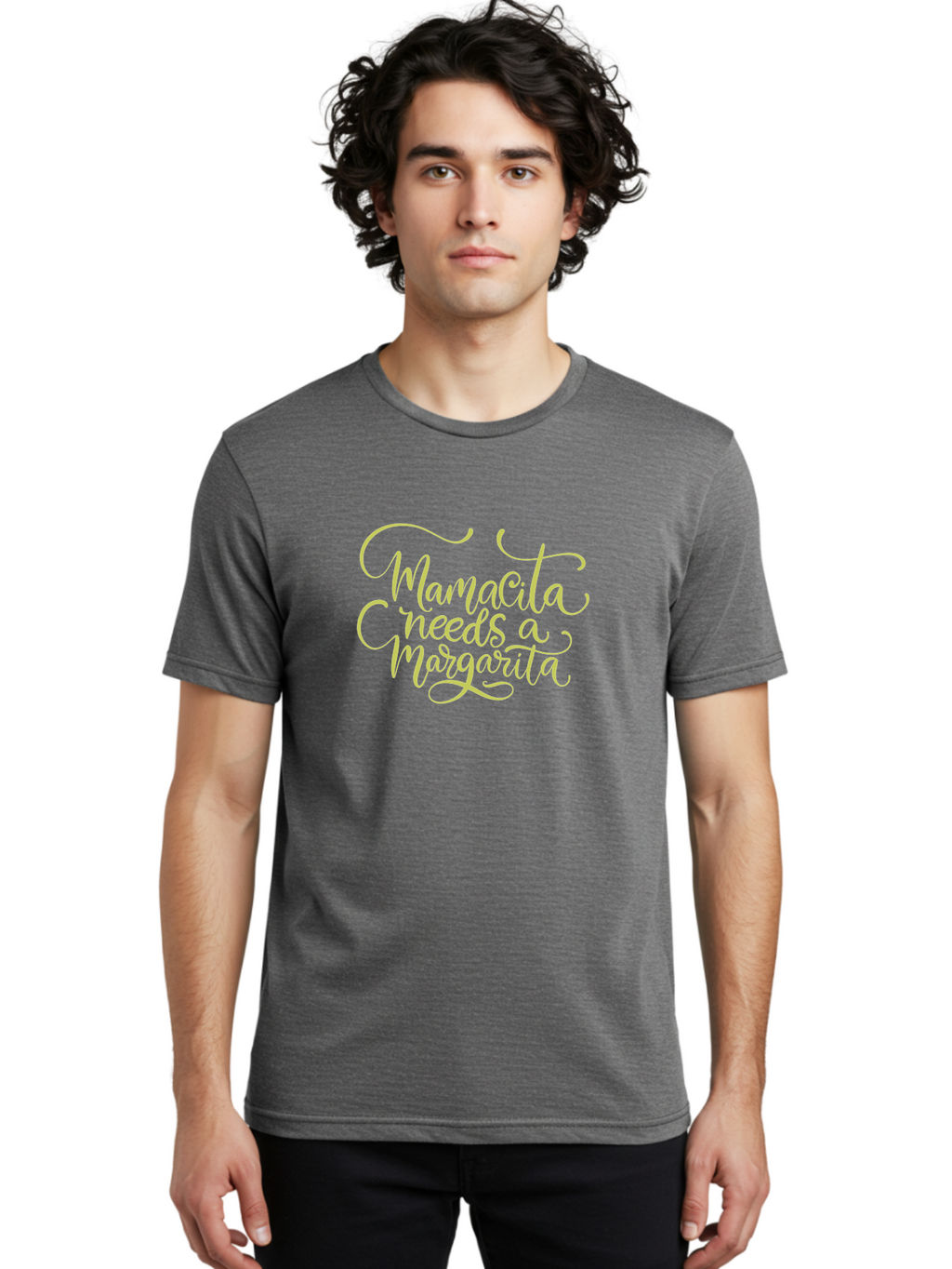 Mamacita-Needs-A-Margarita-2 Men'S Graphic Tee, 100% Cotton, Comfortable Casual Summer Wear, Machine Washable, Mamacita Needs A Margarita, Margarita Cocktail, Funny Quote, Cursive Text, Beverage Phrase, Happy Hour, Drink Sign, Party Theme, -  Aaa274