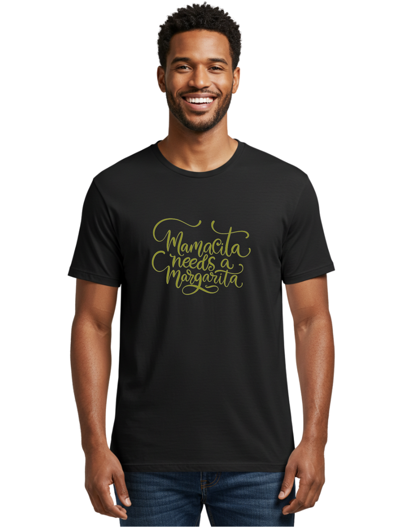 Mamacita-Needs-A-Margarita-3 Men'S Graphic Tee, 100% Cotton, Comfortable Casual Summer Wear, Machine Washable, Humorous Quote, Funny Phrase, Margarita Cocktail, Mamaquita, Red Text, Decorative Font, Elegant Script, Festive Vibes, -  Aaa275