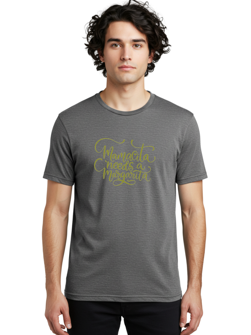 Mamacita-Needs-A-Margarita-3 Men'S Graphic Tee, 100% Cotton, Comfortable Casual Summer Wear, Machine Washable, Humorous Quote, Funny Phrase, Margarita Cocktail, Mamaquita, Red Text, Decorative Font, Elegant Script, Festive Vibes, -  Aaa275