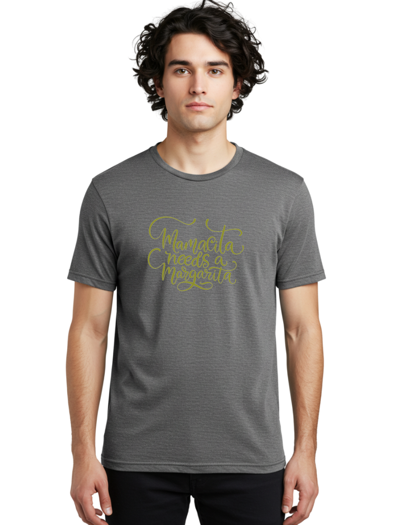 Mamacita-Needs-A-Margarita-3 Men'S Graphic Tee, 100% Cotton, Comfortable Casual Summer Wear, Machine Washable, Humorous Quote, Funny Phrase, Margarita Cocktail, Mamaquita, Red Text, Decorative Font, Elegant Script, Festive Vibes, -  Aaa275