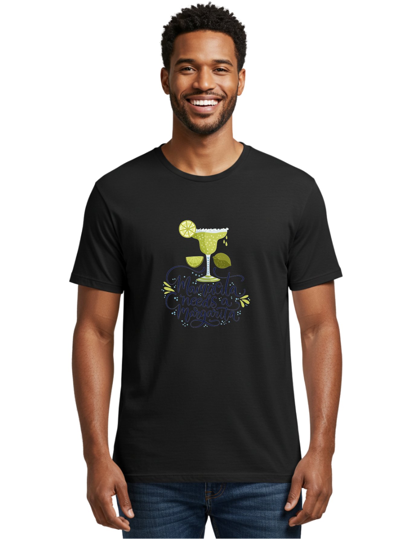Mamacita-Needs-A-Margarita Men'S Graphic Tee, 100% Cotton, Comfortable Casual Summer Wear, Machine Washable, Margarita Cocktail, Salt Rim, Citrus Slices, Festive Drinks, Party Vibes, Summer Fun, Happy Hour, Cocktail Hour, Margarita Love, -  Aaa276
