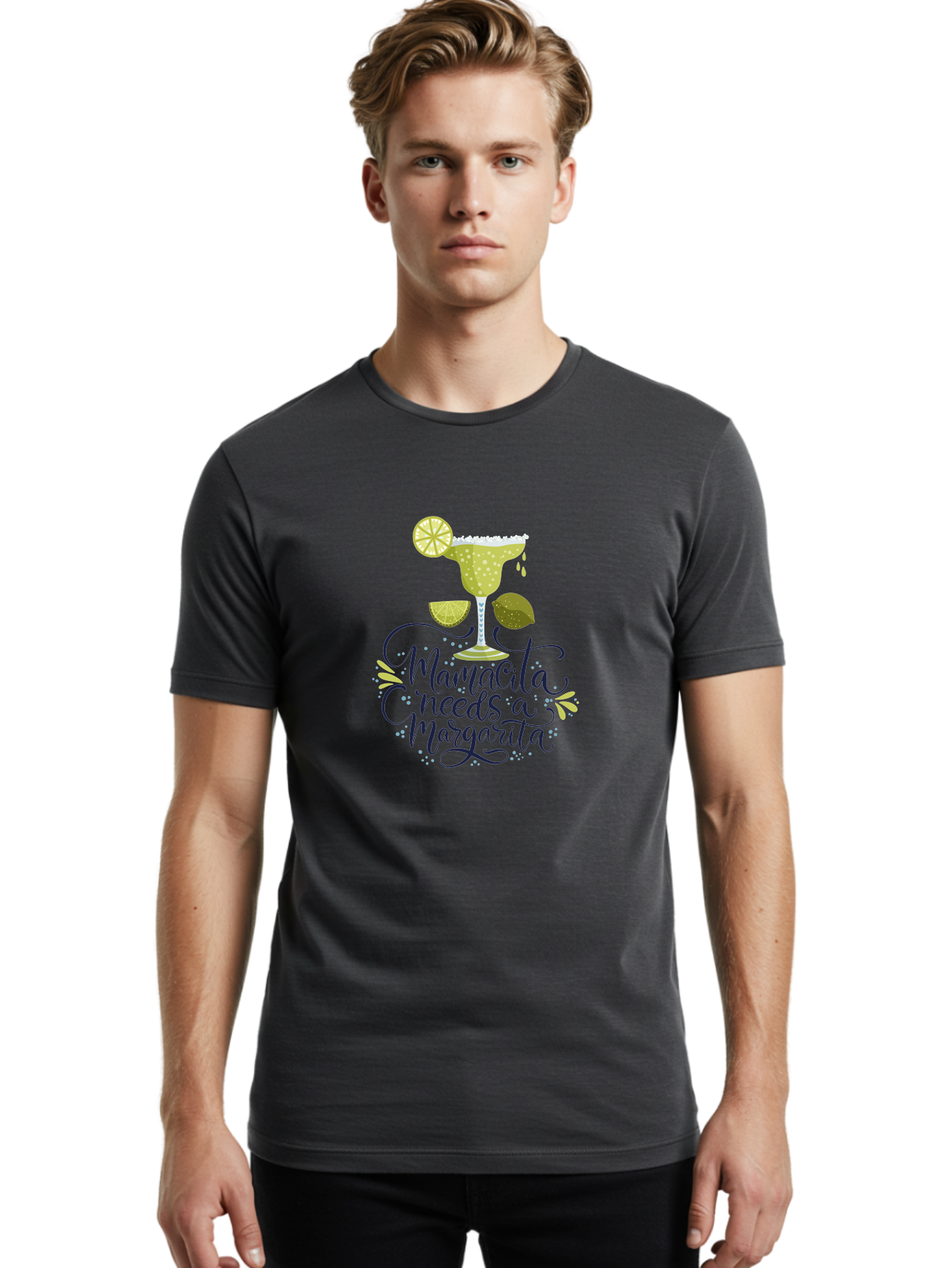 Mamacita-Needs-A-Margarita Men'S Graphic Tee, 100% Cotton, Comfortable Casual Summer Wear, Machine Washable, Margarita Cocktail, Salt Rim, Citrus Slices, Festive Drinks, Party Vibes, Summer Fun, Happy Hour, Cocktail Hour, Margarita Love, -  Aaa276