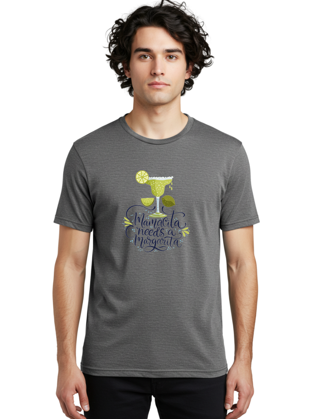 Mamacita-Needs-A-Margarita Men'S Graphic Tee, 100% Cotton, Comfortable Casual Summer Wear, Machine Washable, Margarita Cocktail, Salt Rim, Citrus Slices, Festive Drinks, Party Vibes, Summer Fun, Happy Hour, Cocktail Hour, Margarita Love, -  Aaa276