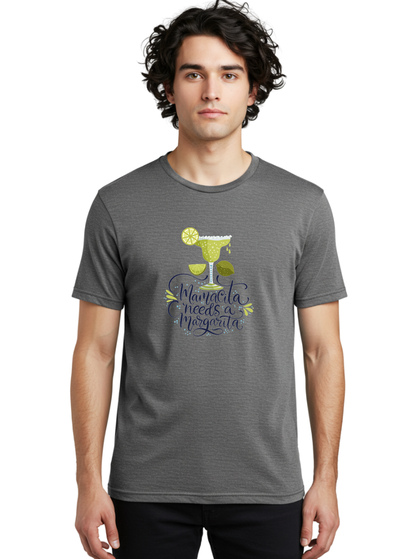 Mamacita-Needs-A-Margarita Men'S Graphic Tee, 100% Cotton, Comfortable Casual Summer Wear, Machine Washable, Margarita Cocktail, Salt Rim, Citrus Slices, Festive Drinks, Party Vibes, Summer Fun, Happy Hour, Cocktail Hour, Margarita Love, -  Aaa276