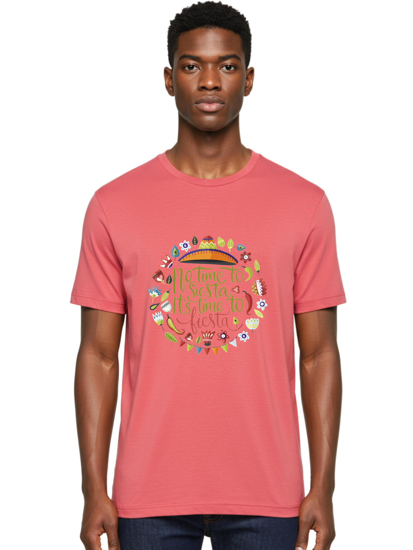 No-Time-To-Siesta Men'S Graphic Tee, 100% Cotton, Comfortable Casual Summer Wear, Machine Washable, Taco Graphic, Fiesta Decorations, Mexican Culture, Festive Atmosphere, Vibrant Colors, Party Time, Celebration, Chili Peppers, Sombrero, -  Aaa289