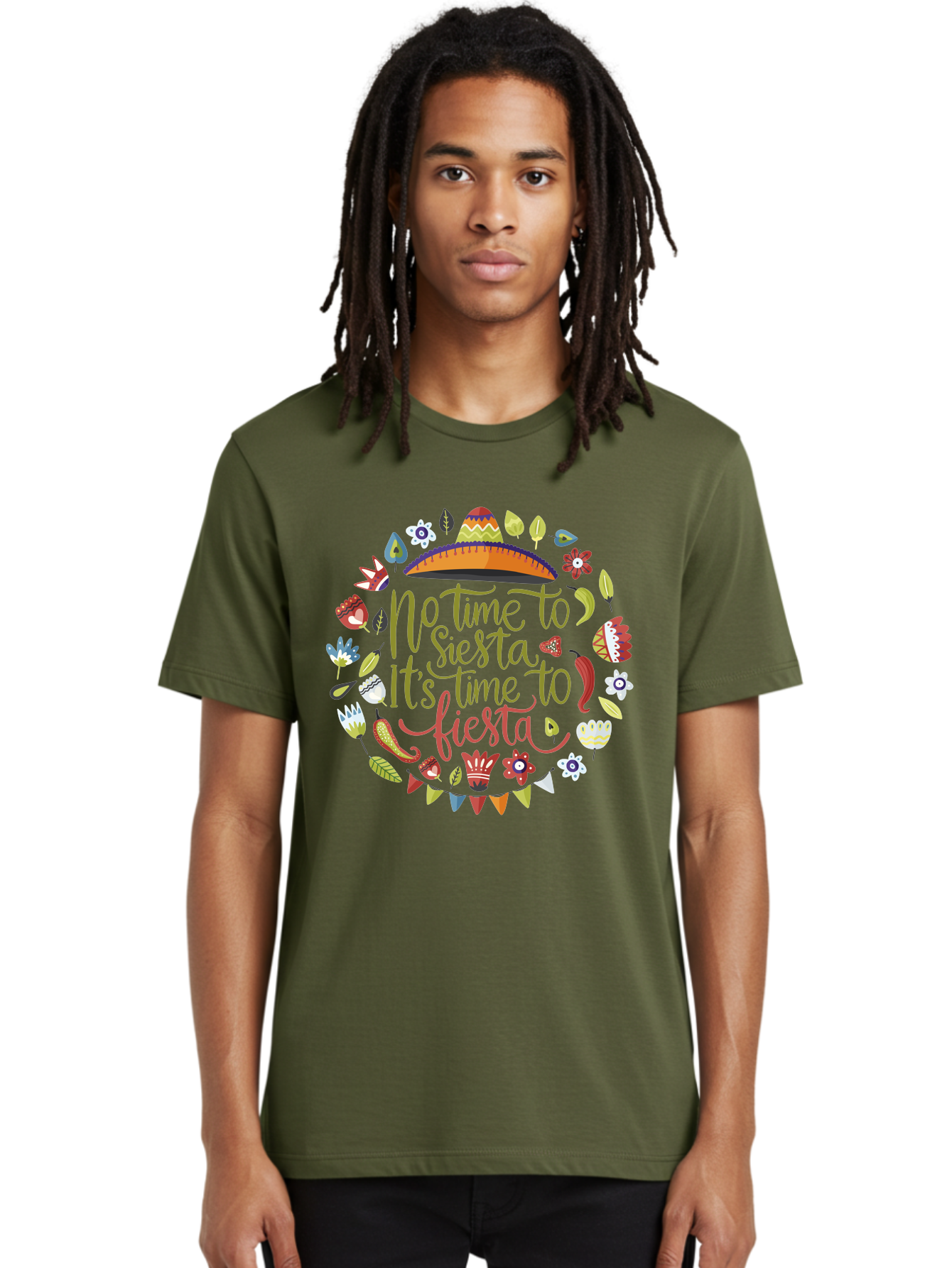 No-Time-To-Siesta Men'S Graphic Tee, 100% Cotton, Comfortable Casual Summer Wear, Machine Washable, Taco Graphic, Fiesta Decorations, Mexican Culture, Festive Atmosphere, Vibrant Colors, Party Time, Celebration, Chili Peppers, Sombrero, -  Aaa289