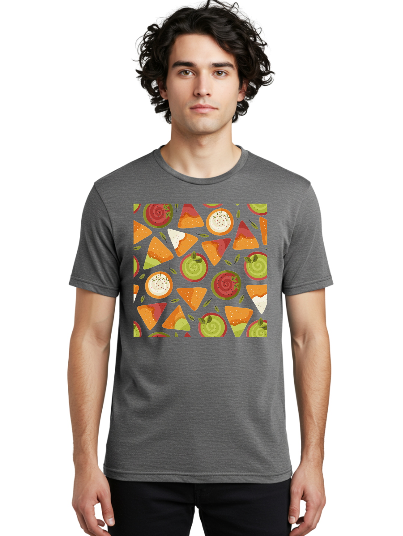 Pizza-Slices-Pattern Men'S Graphic Tee, 100% Cotton, Comfortable Casual Summer Wear, Machine Washable, Pizza Slices, Various Toppings, Pepperoni, Vegetables, Cheese, Food Pattern, Seamless Design, Cartoon Style -  Aaa290