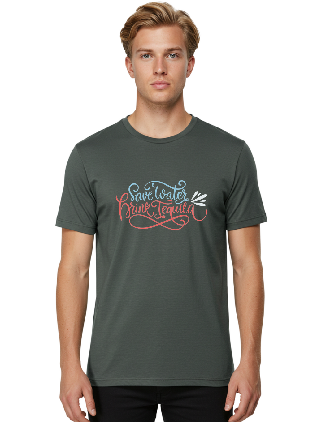 Save-Water-Drink-Tequila-3 Men'S Graphic Tee, 100% Cotton, Comfortable Casual Summer Wear, Machine Washable, Tequila Quote, Save Water, Drink Tequila, Funny Quote, Tequila Humor, Liquor Quote, Party Phrase, Agave Quote, Creative Typography, -  Aaa293