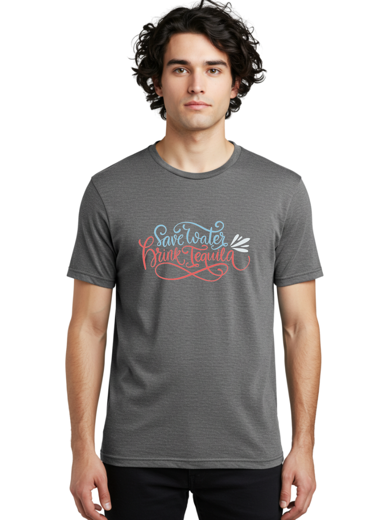 Save-Water-Drink-Tequila-3 Men'S Graphic Tee, 100% Cotton, Comfortable Casual Summer Wear, Machine Washable, Tequila Quote, Save Water, Drink Tequila, Funny Quote, Tequila Humor, Liquor Quote, Party Phrase, Agave Quote, Creative Typography, -  Aaa293