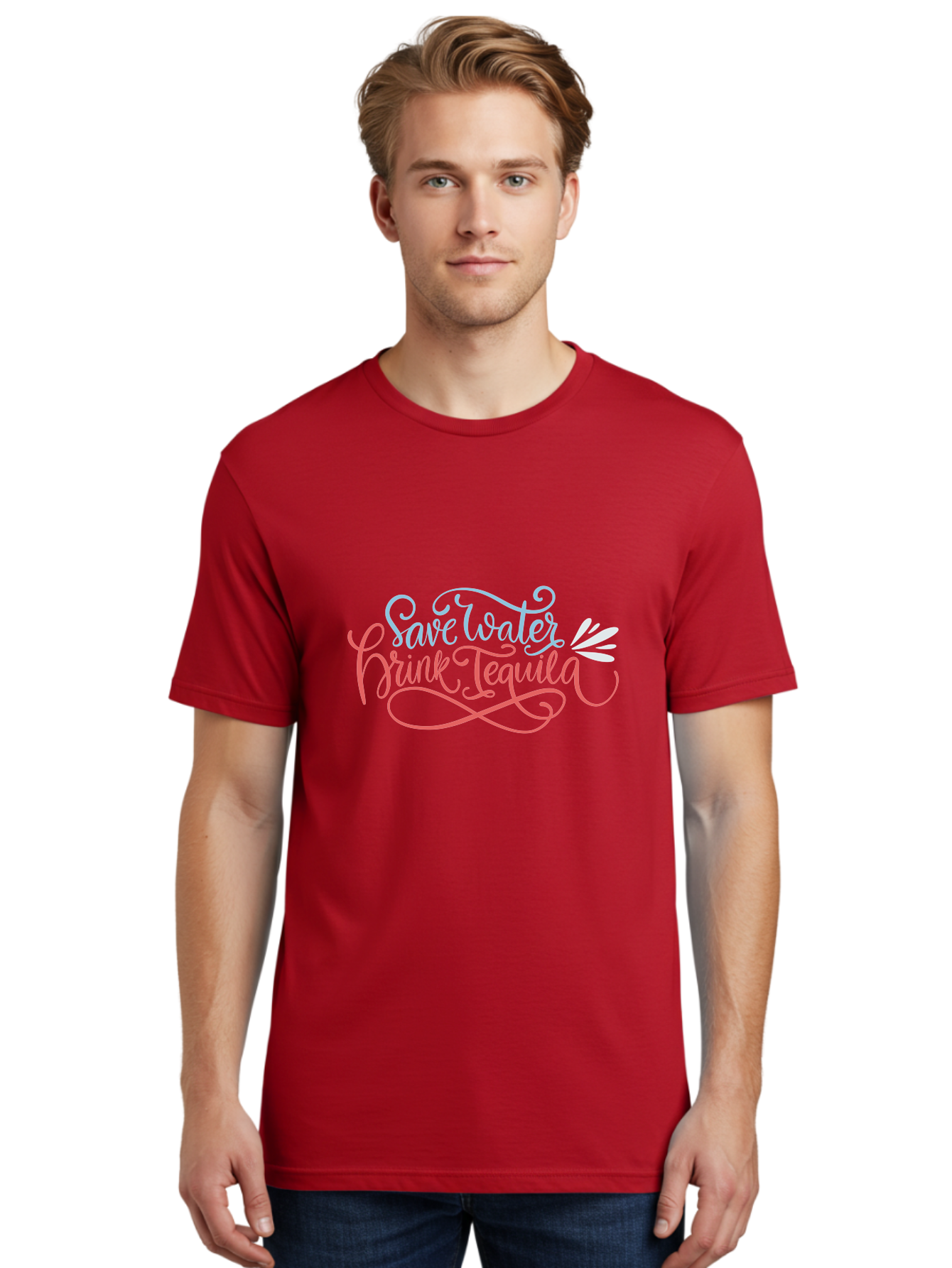 Save-Water-Drink-Tequila-3 Men'S Graphic Tee, 100% Cotton, Comfortable Casual Summer Wear, Machine Washable, Tequila Quote, Save Water, Drink Tequila, Funny Quote, Tequila Humor, Liquor Quote, Party Phrase, Agave Quote, Creative Typography, -  Aaa293