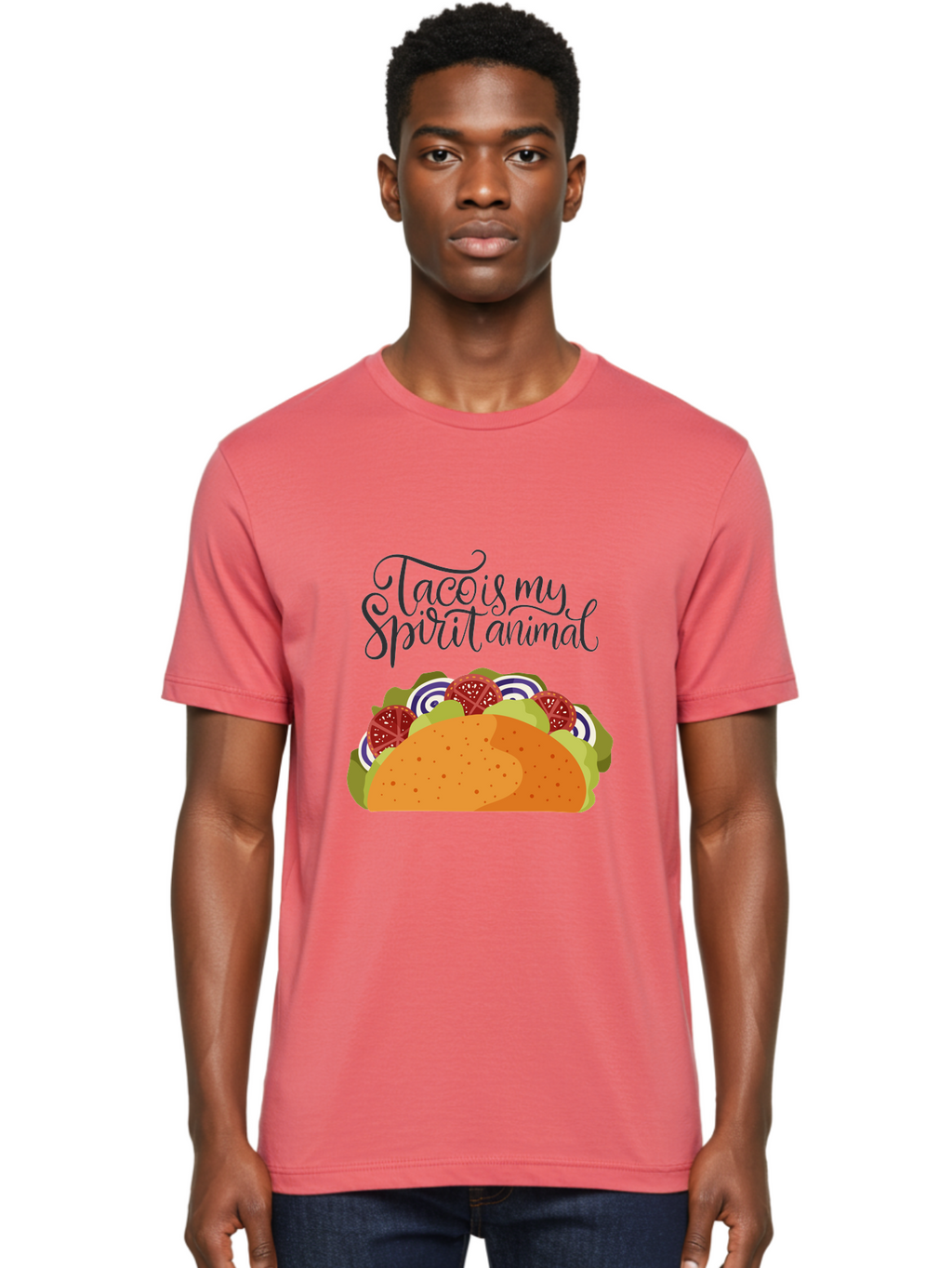 Taco-Is-My-Spirit-Animal-1 Men'S Graphic Tee, 100% Cotton, Comfortable Casual Summer Wear, Machine Washable, Taco Love, Mexican Cuisine, Foodie Humor, Taco Graphics, Spirit Animal Humor, Funny Quotes, Vibrant Graphics, Taco Culture, -  Aaa300