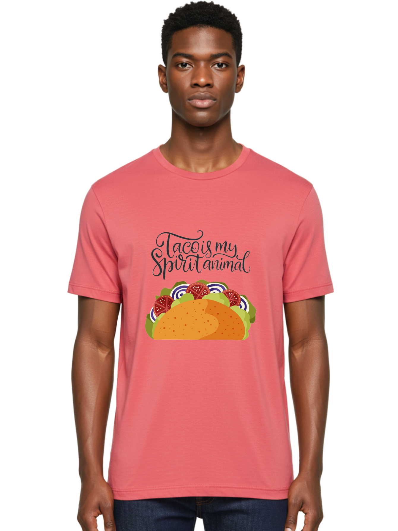 Taco-Is-My-Spirit-Animal-1 Men'S Graphic Tee, 100% Cotton, Comfortable Casual Summer Wear, Machine Washable, Taco Love, Mexican Cuisine, Foodie Humor, Taco Graphics, Spirit Animal Humor, Funny Quotes, Vibrant Graphics, Taco Culture, -  Aaa300