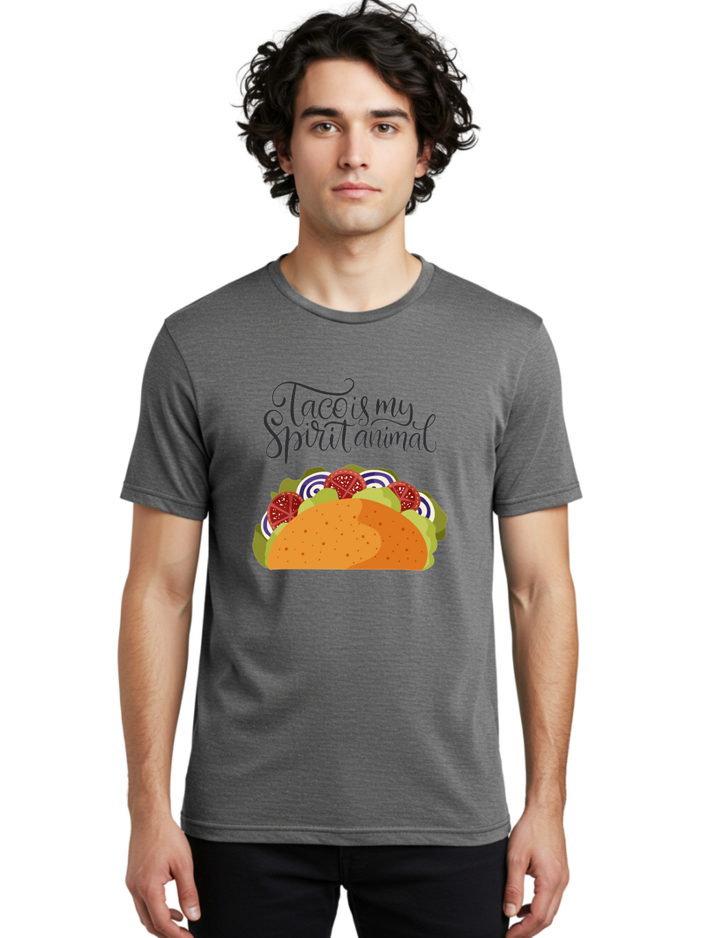 Taco-Is-My-Spirit-Animal-1 Men'S Graphic Tee, 100% Cotton, Comfortable Casual Summer Wear, Machine Washable, Taco Love, Mexican Cuisine, Foodie Humor, Taco Graphics, Spirit Animal Humor, Funny Quotes, Vibrant Graphics, Taco Culture, -  Aaa300